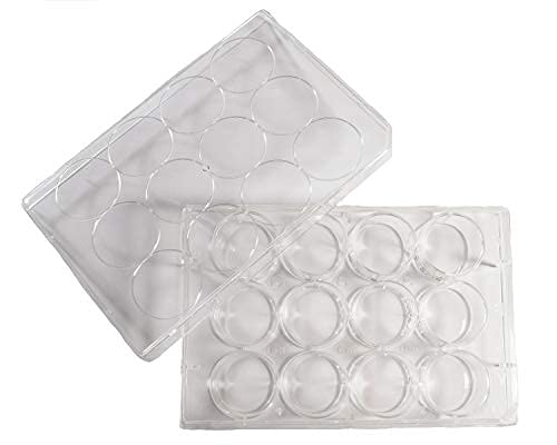 12-Well Non-Treated Sterile Flat Bottom Tissue Culture Plate (50/Case) - Ideal for Cell Culture, Microbiology Research & Lab Experiments