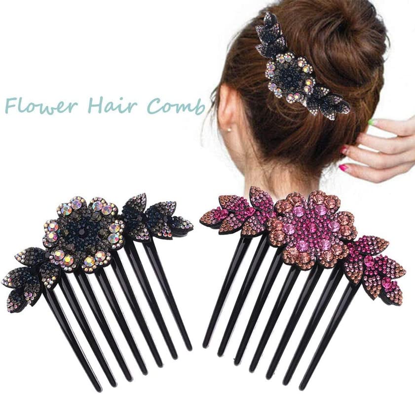 Belicia Rhinestone Flower Hair Comb for Women - Elegant Bridal Wedding Hair Accessories, Multicolor Slide Clips & Barrettes - Perfect for Weddings, Prom, Parties and Special Occasions