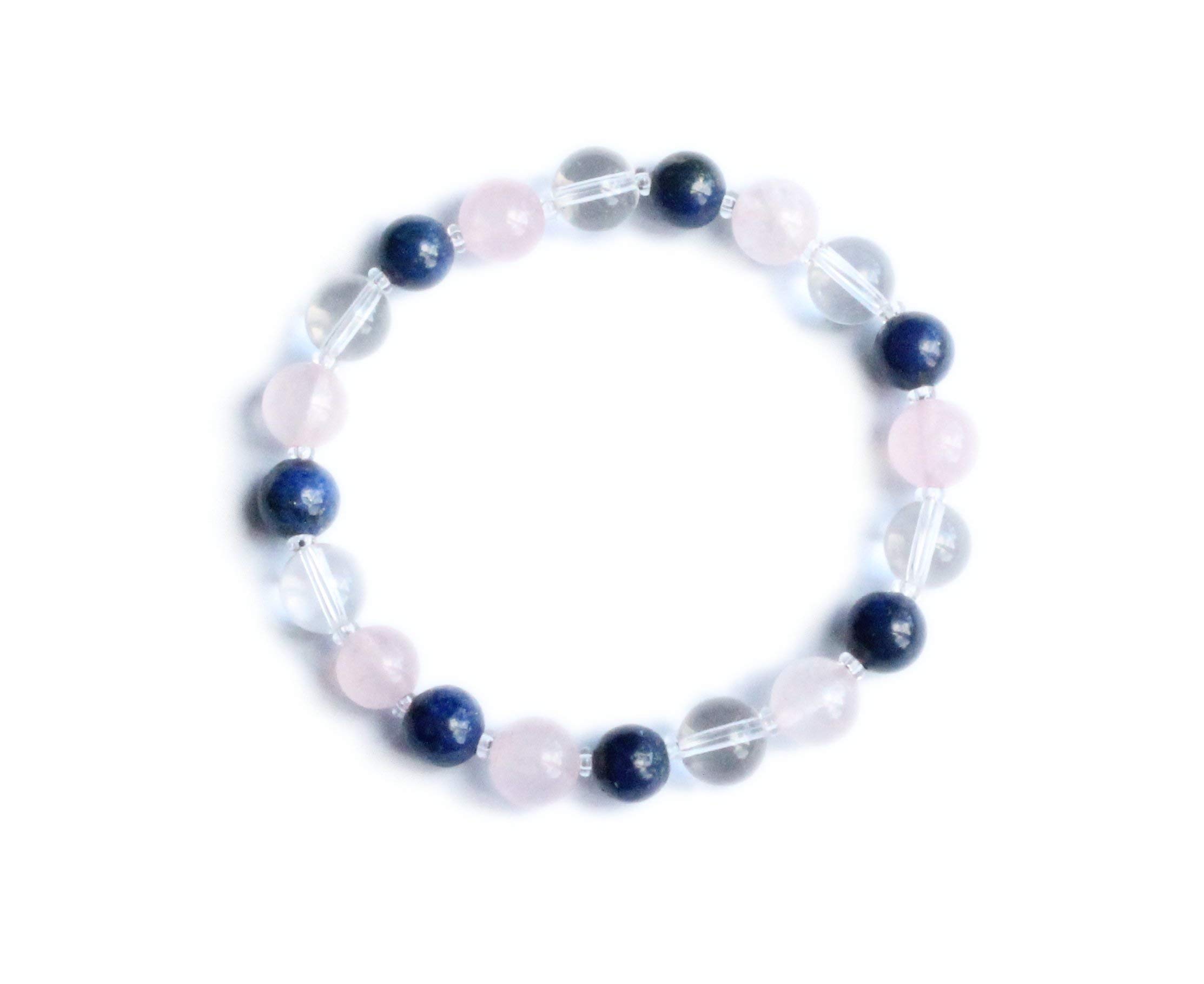 Empath Protection Bracelet with Lapis Lazuli, Clear Quartz & Rose Quartz - Spiritual Healing Jewelry for Perseverance, Stress Relief & Positive Energy - Perfect for Meditation, Yoga & Daily Wear