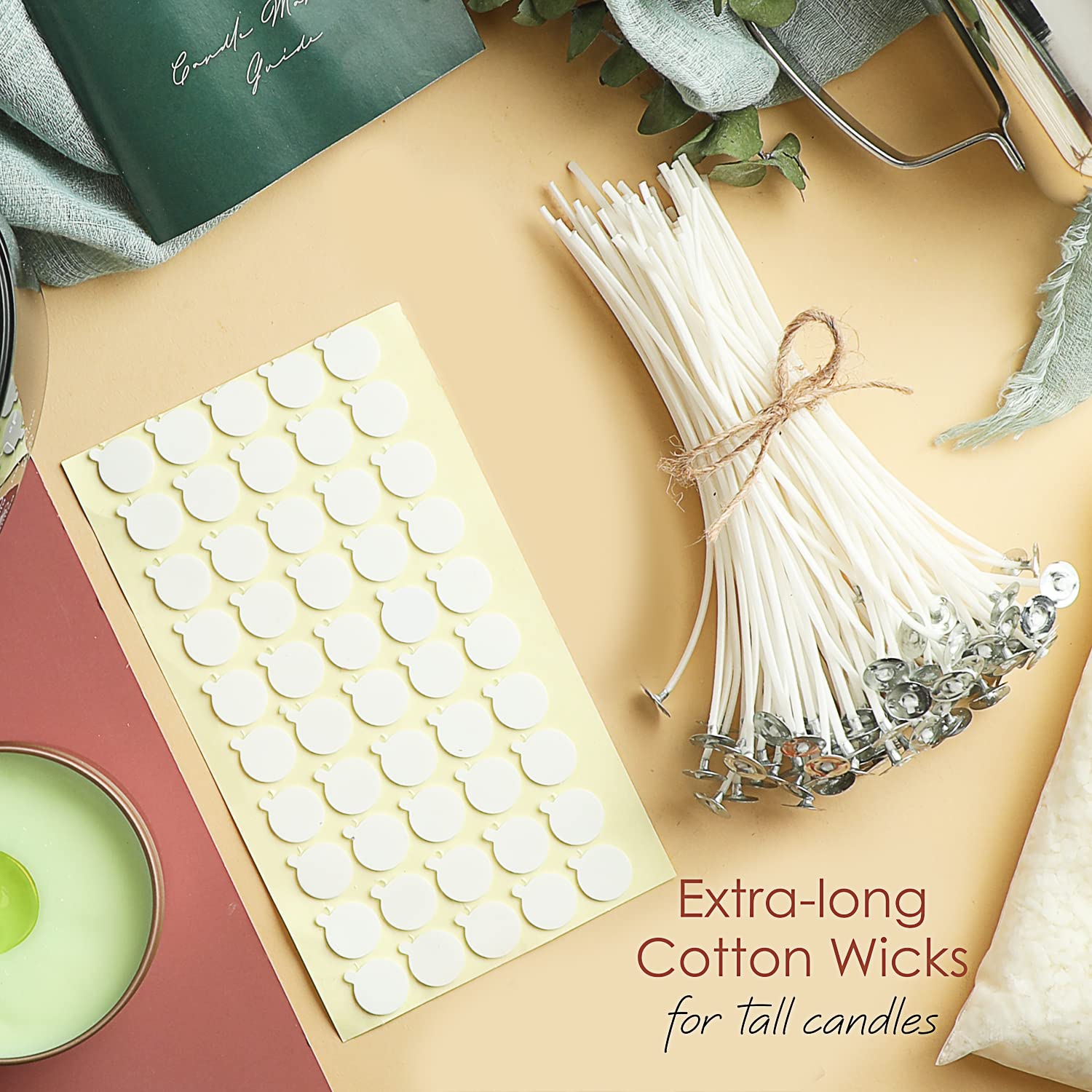 Premium Soy Wax Flakes for Candle Making - 5 lb Natural Soy Candle Wax with 100 Cotton Wicks, Wick Stickers & 2 Centering Devices - Perfect for DIY Home Candles, Gifts & Aromatherapy