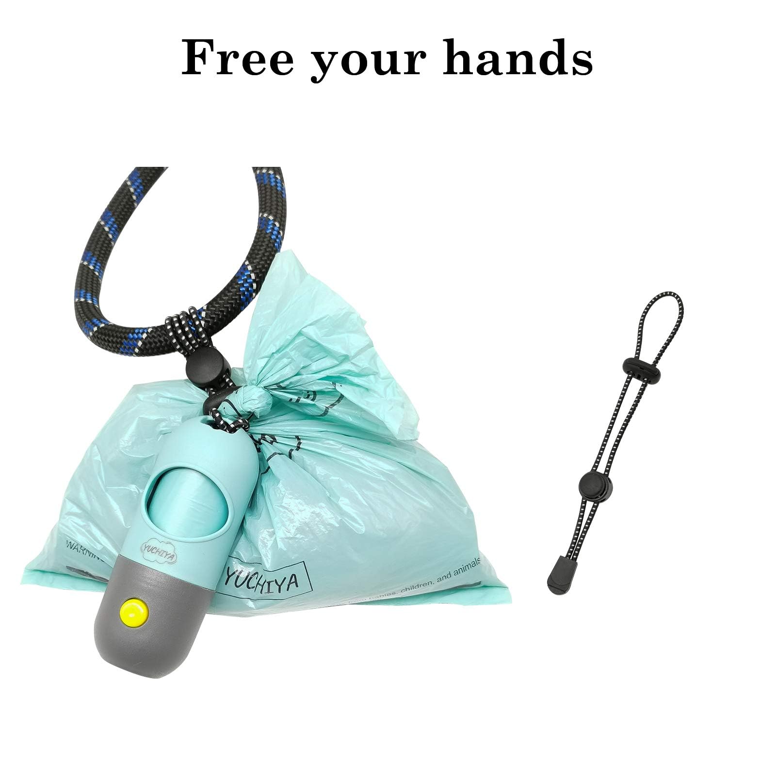 LED Flashlight Dog Poop Bags Holder - Leash Attachable Pet Waste Bag Dispenser with Leak-Proof Trash Bags (2 Holders + 30 Bags, Crystal Blue) - Perfect for Night Walks, Park Visits & Outdoor Adventures with Your Dog