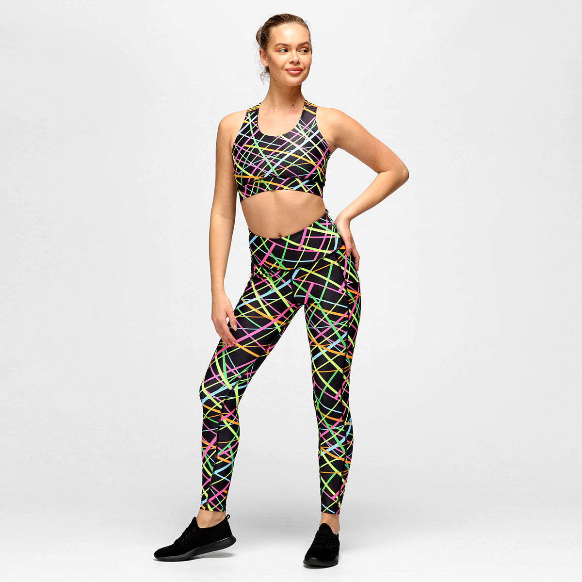 Clubbercise Neon Beam Leggings - High Waisted Workout Leggings for Women, Glow in The Dark Fitness Pants for Dance, Yoga & Gym