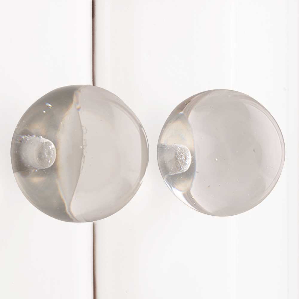 IndianShelf 14-Pack Clear Round Glass Cabinet Knobs - Premium Elegant Drawer Pulls for Kitchen, Dresser & Furniture Hardware (Perfect for Home Renovation & DIY Projects)