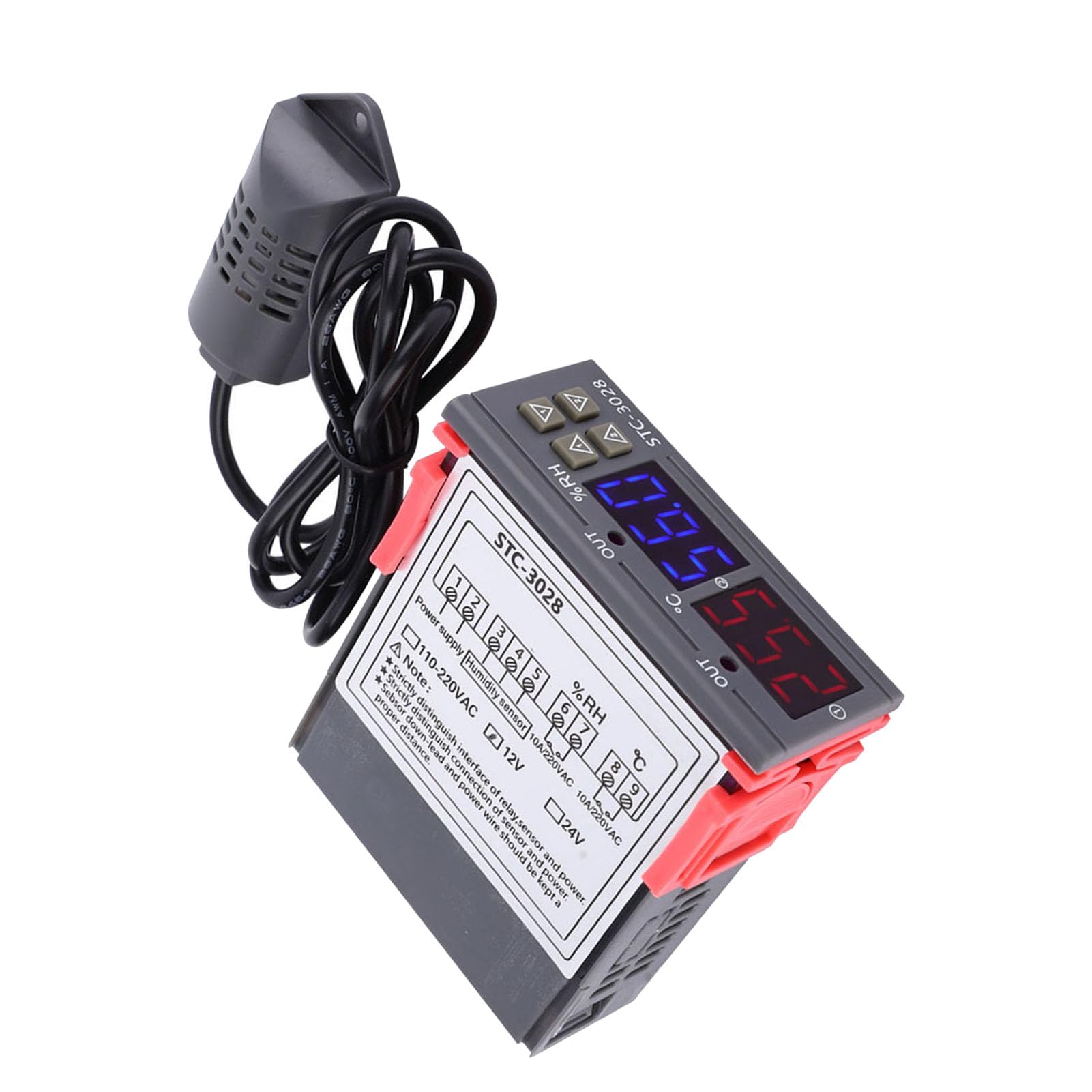 Farm Humidity & Temperature Controller - ABS Plastic with Sensor (12V) for Greenhouse & Storage