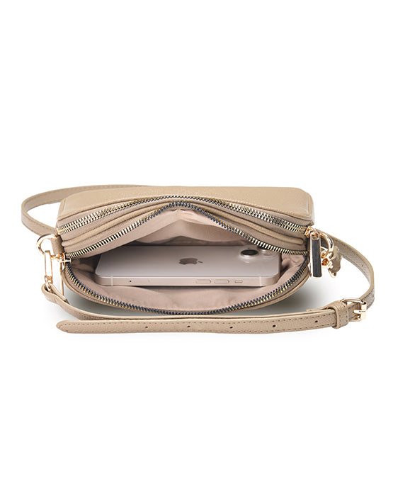 Tosca TH050 Small Crossbody Handbag for Women - Stylish Taupe Leather Purse for Everyday Use, Travel & Shopping