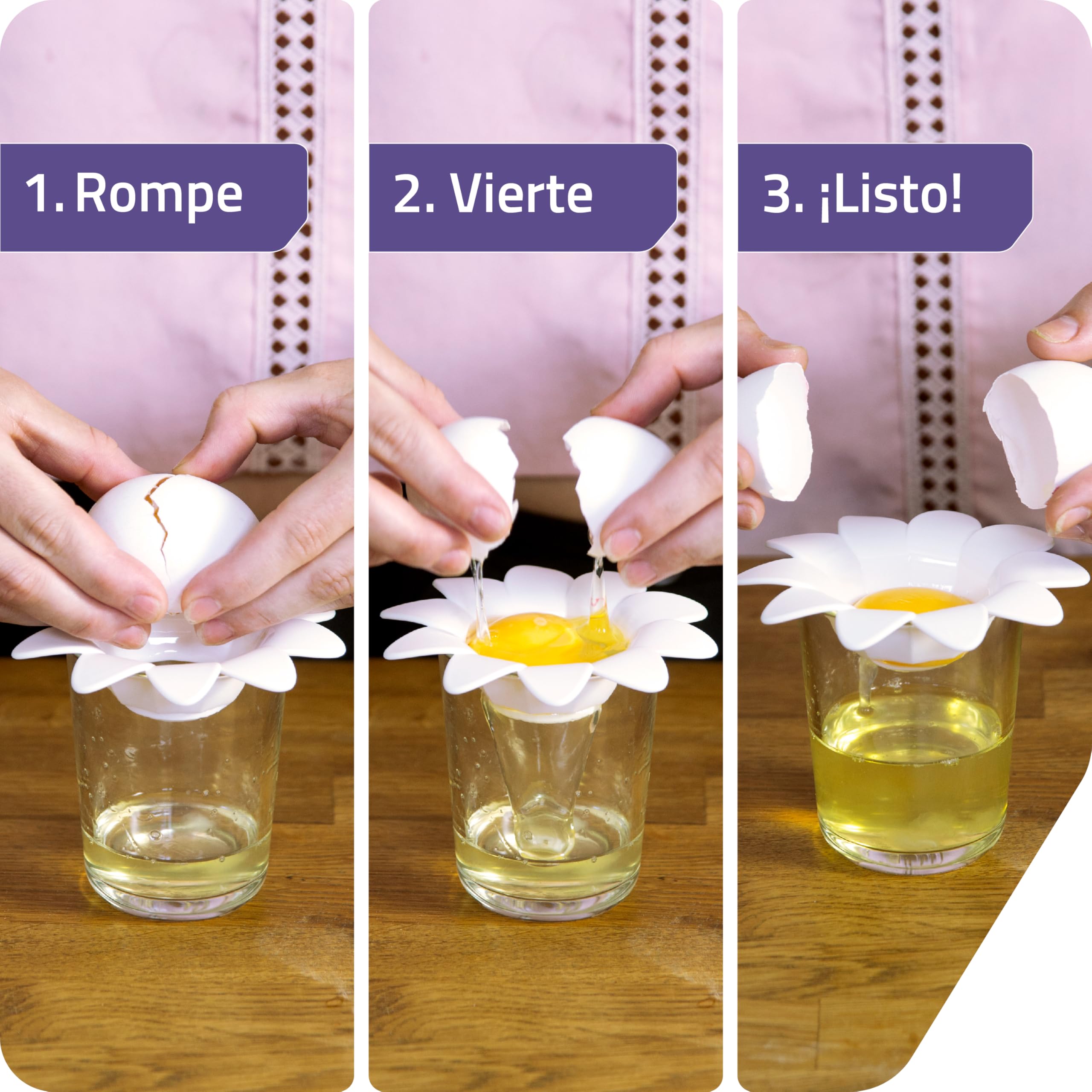 Peleg Design Daisy Plastic Egg Separator - Kitchen Gadget for Separating Egg Whites & Yolks - Baking Tool with Cute Flower Design - Perfect for Baking, Cooking & Breakfast Prep