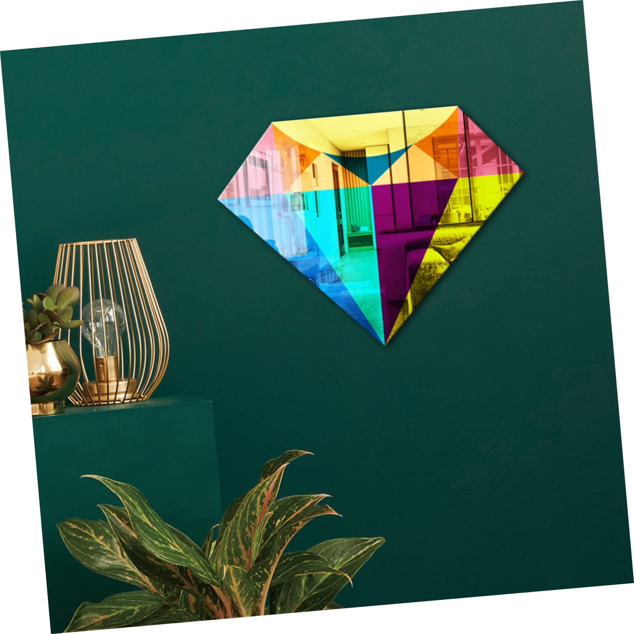 OSALADI Diamond Shape Acrylic Mirror Wall Sticker - Removable Self-Adhesive Wall Decal for Bedroom, Living Room, and Bathroom Decor