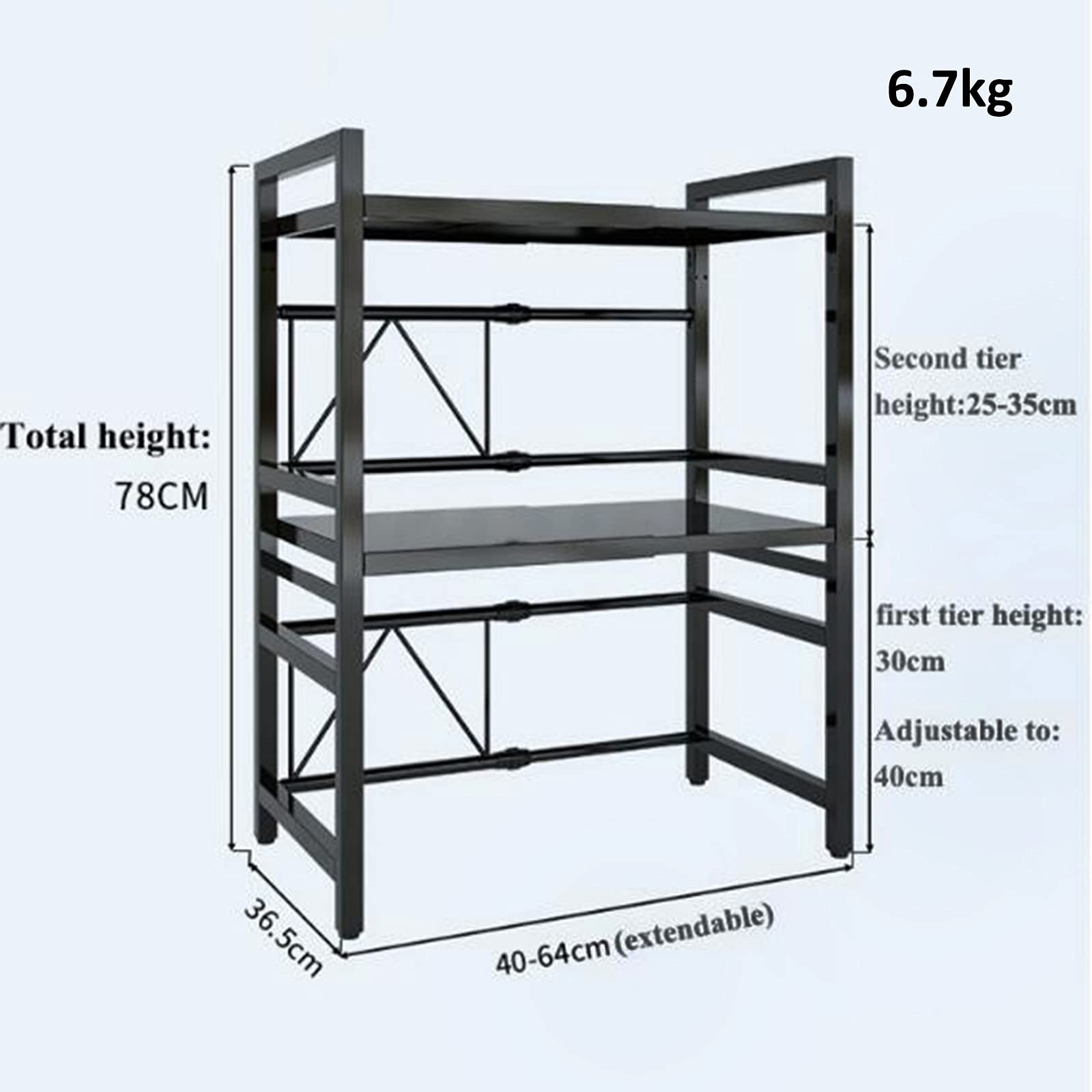 Metal Kitchen Shelf Organizer - Space Saving Storage Rack for Microwave, Bedroom, Living Room & Office | White Multi-Purpose Shelf for Home Organization