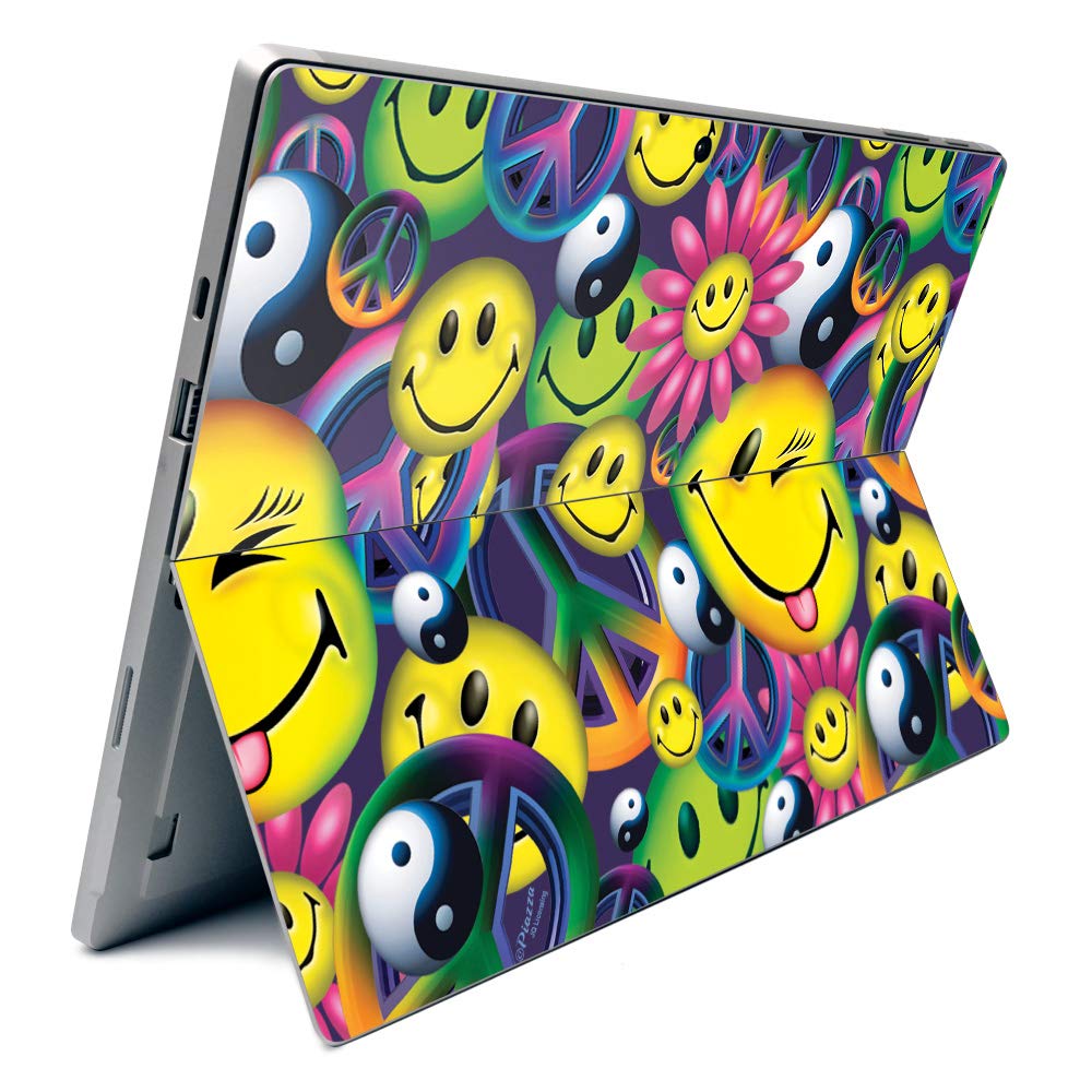 Premium Carbon Fiber Skin for Microsoft Surface Pro 7 - Peace Smile Design | Textured Protective Cover | Easy Application & Removal | Made in USA | Perfect for Work, Travel & School Use