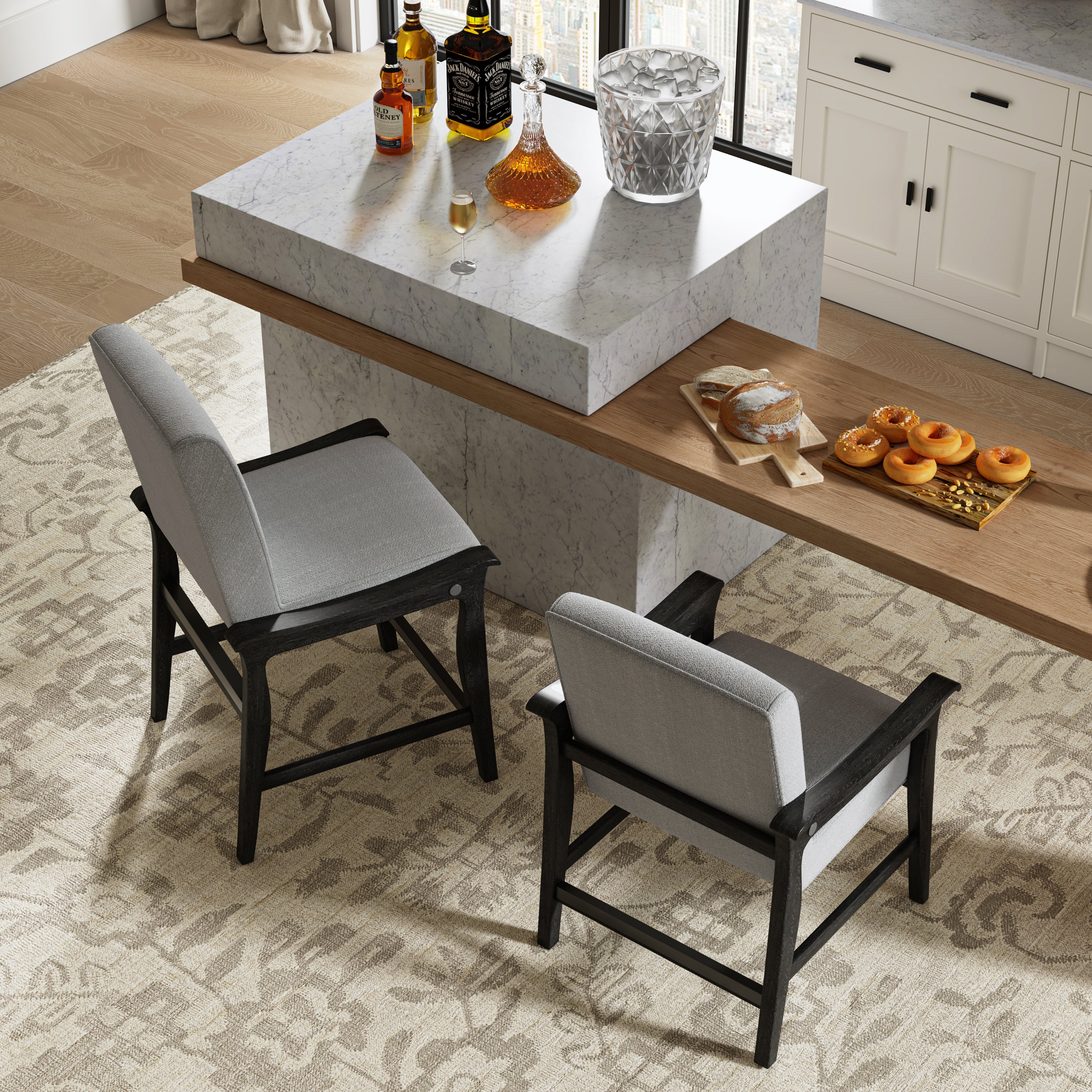 Modern Upholstered Counter Stool with Quick Shift to Dining Chair - Versatile Kitchen Island, Bar & Dining Room Seating for Home & Restaurant Use