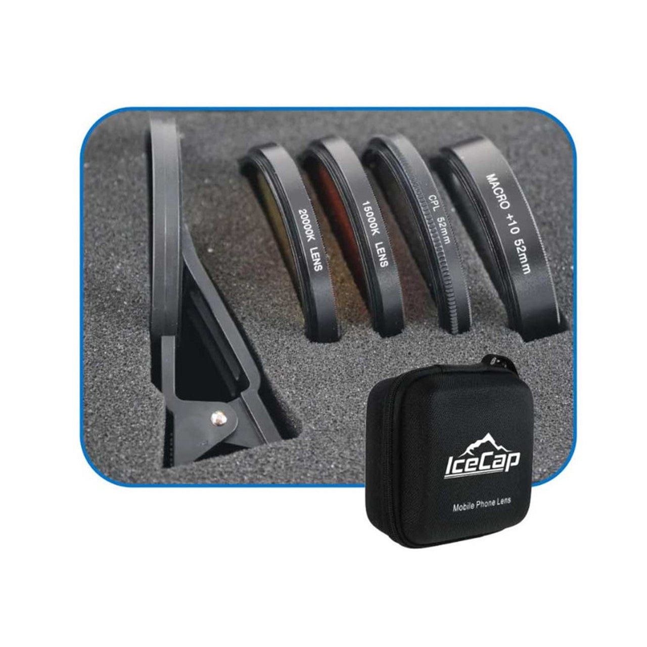 Clip on Photo Lens Kit for iPhone & Android - IceCap Wide Angle, Macro & Fisheye Lenses - Perfect for Travel, Vlogging & Close-Up Photography