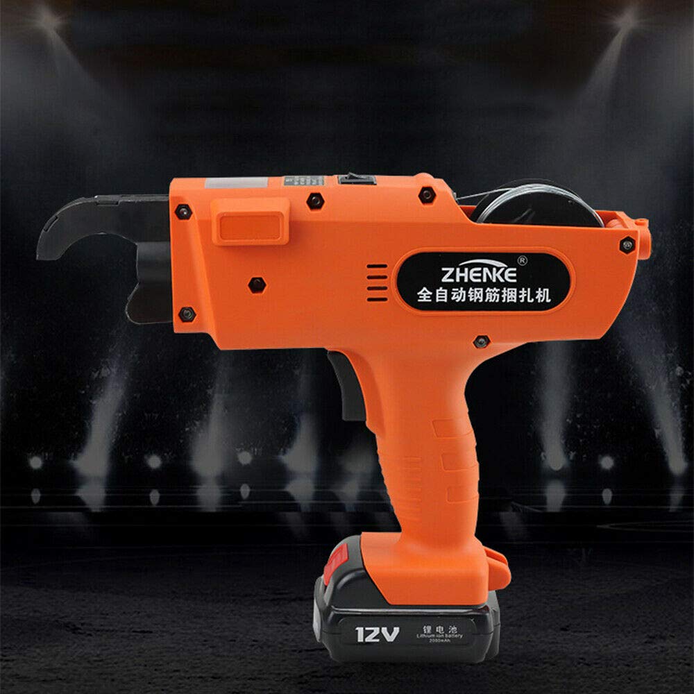 8mm-34mm Automatic Electric Rebar Tier Gun - Heavy Duty Reinforcing Bar Tying Machine (Orange) for Construction, Concrete Work, and DIY Projects
