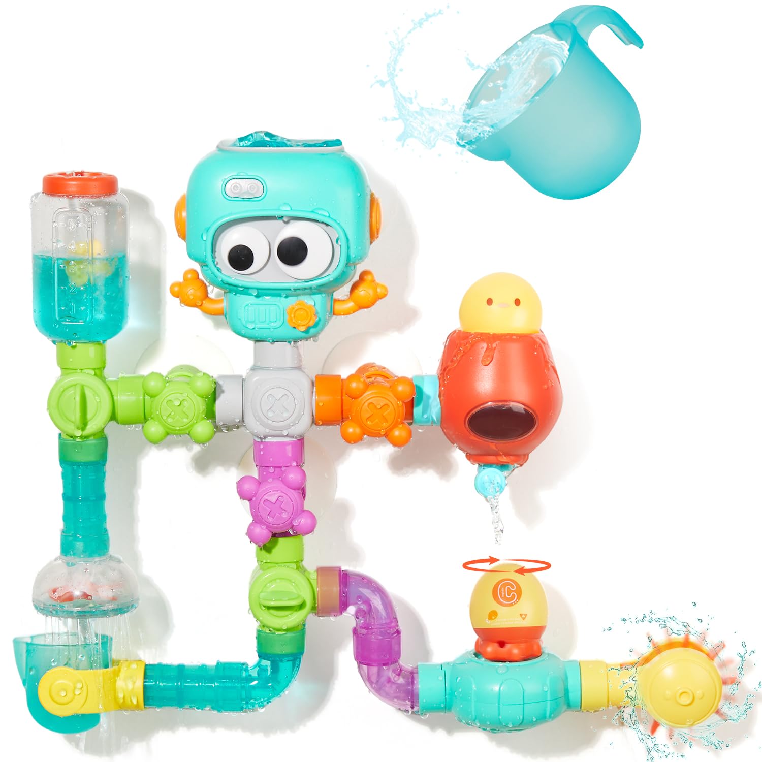 STEM Educational Bath Toys for Kids Ages 3-8 | 27-Piece DIY Water Pipe Building Kit | Mold-Free Bathtub Wall Toys | Engineering Learning Gift for Toddlers | Perfect for Bath Time Play & Early STEM Development