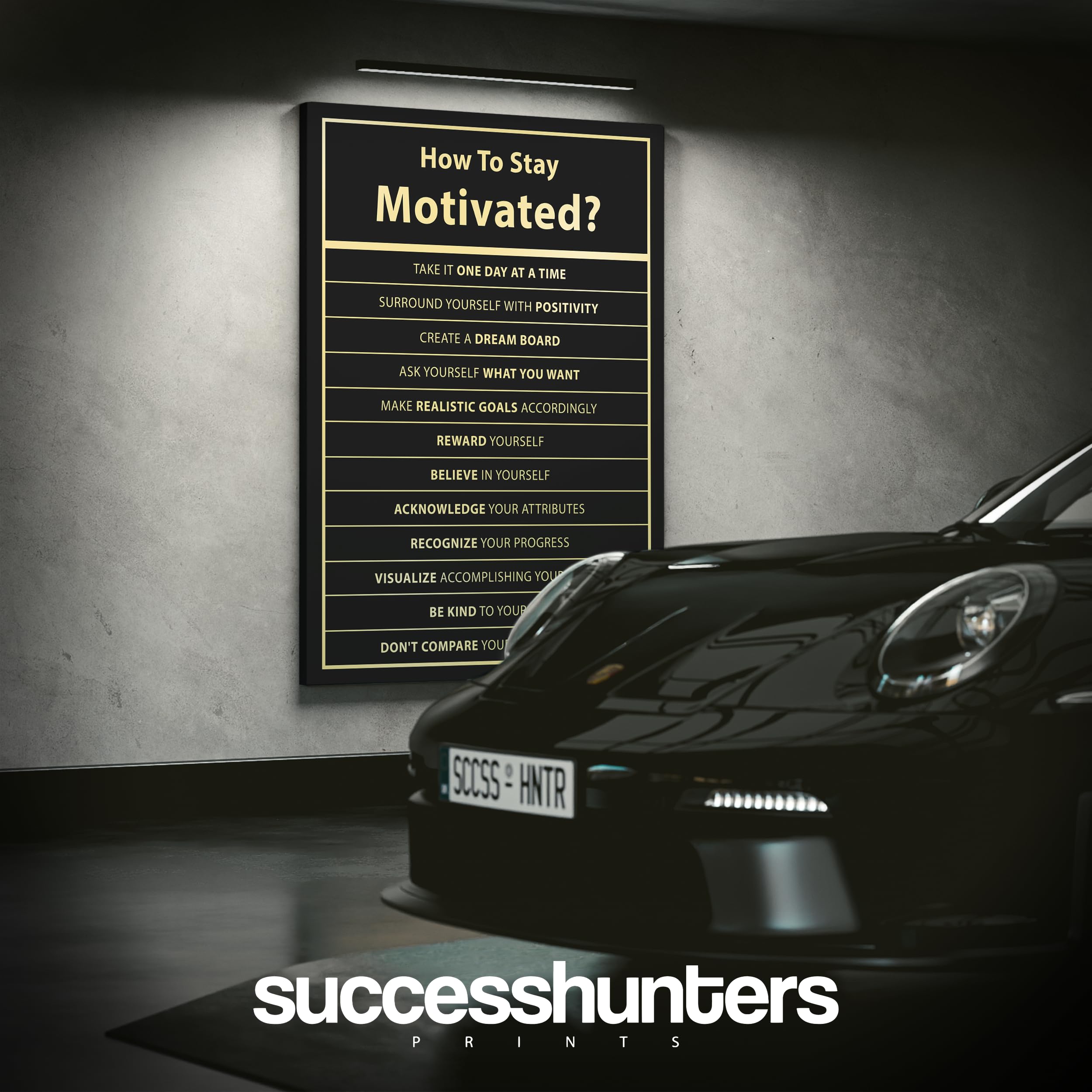Motivational Wall Art - Inspirational Quotes Poster for Office & Bedroom (48x36 in) - How to Stay Motivated Canvas Print - Success Decor for Home, Workspace & Gym - Perfect for Motivation & Focus