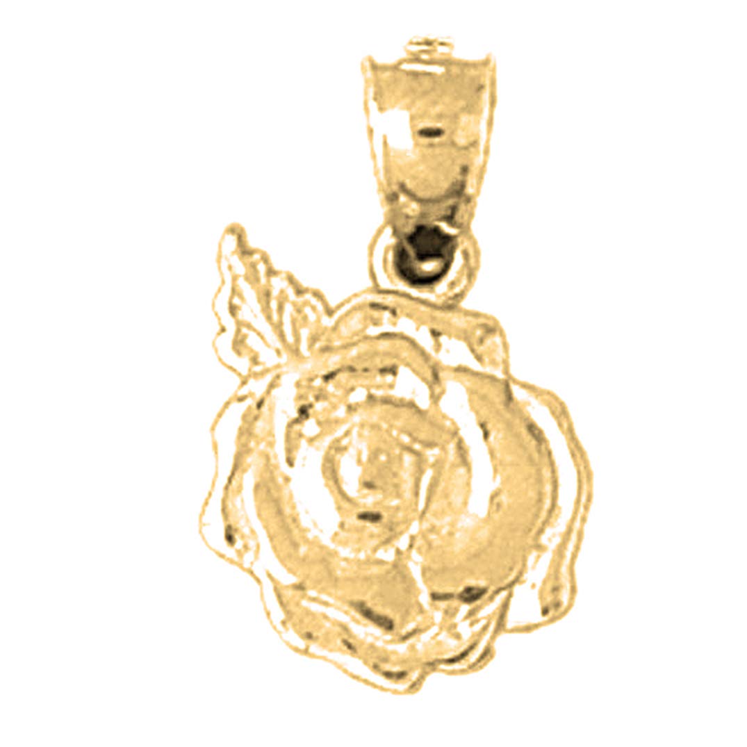 14K Yellow Gold-Plated 925 Silver Rose Flower Pendant Necklace - 18