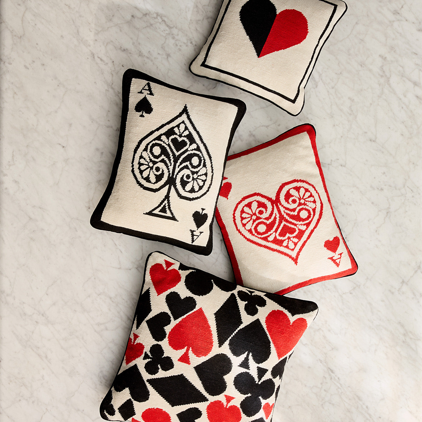 Elegant Ace of Hearts Needlepoint Decorative Pillow - Perfect for Living Room, Bedroom, or Gift Giving