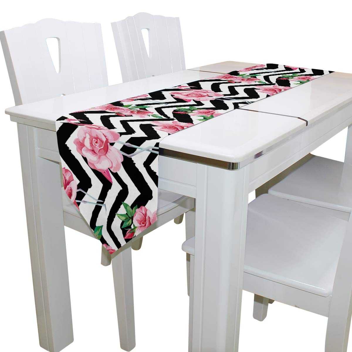 Pink Flamingo Table Runner - Striped Polyester Decor for Parties & Dinners