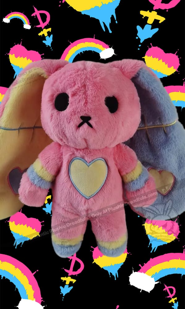 Plushie Dreadfuls Pansexual Rabbit Stuffed Animal - Soft Cuddly Plush Toy for LGBTQ+ Pride, Bedroom Decor & Emotional Support
