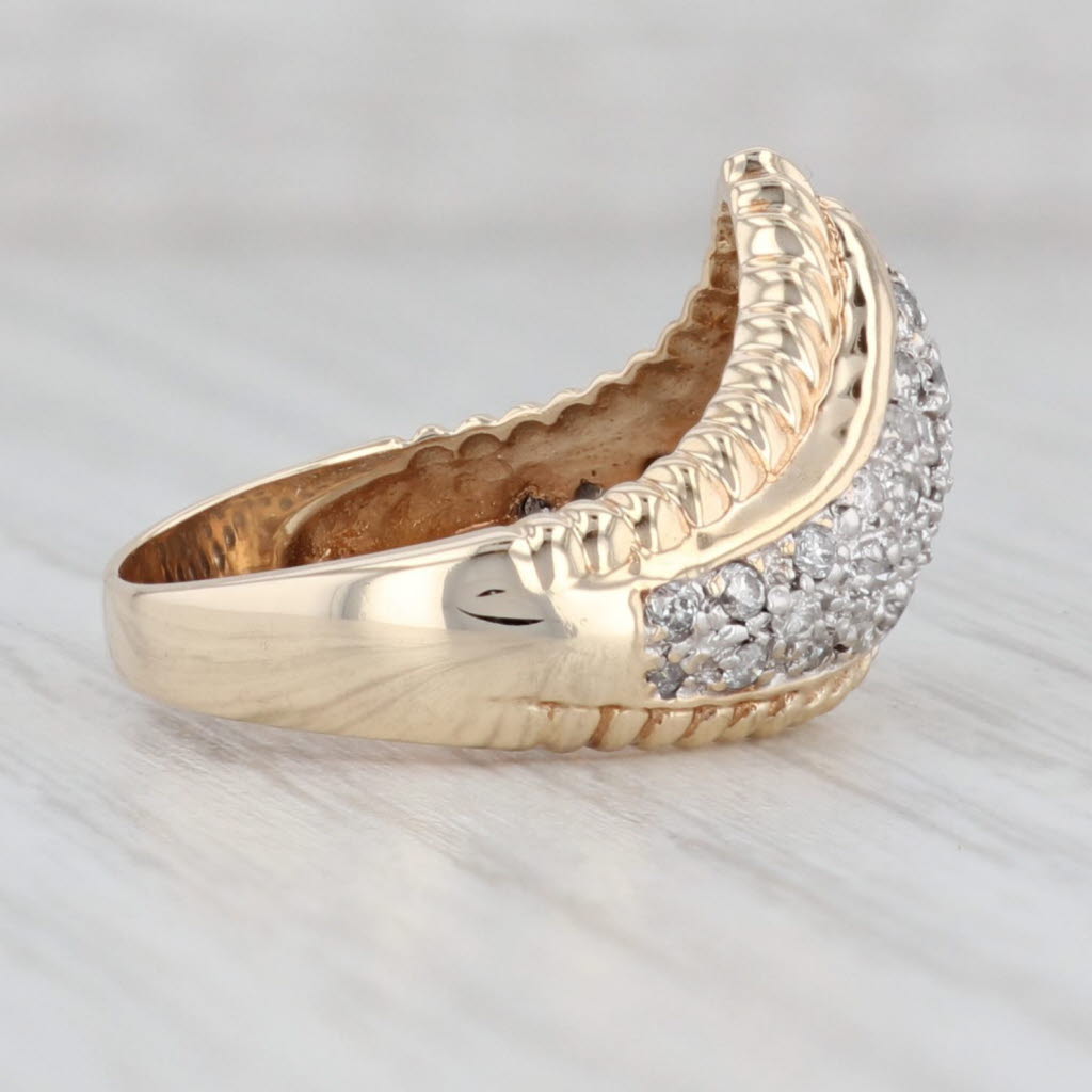 0.48ctw Diamond Contour Ring - 10k Yellow Gold Size 6 Stackable Wedding Band - Perfect for Stacking, Anniversary Gifts & Everyday Elegance
