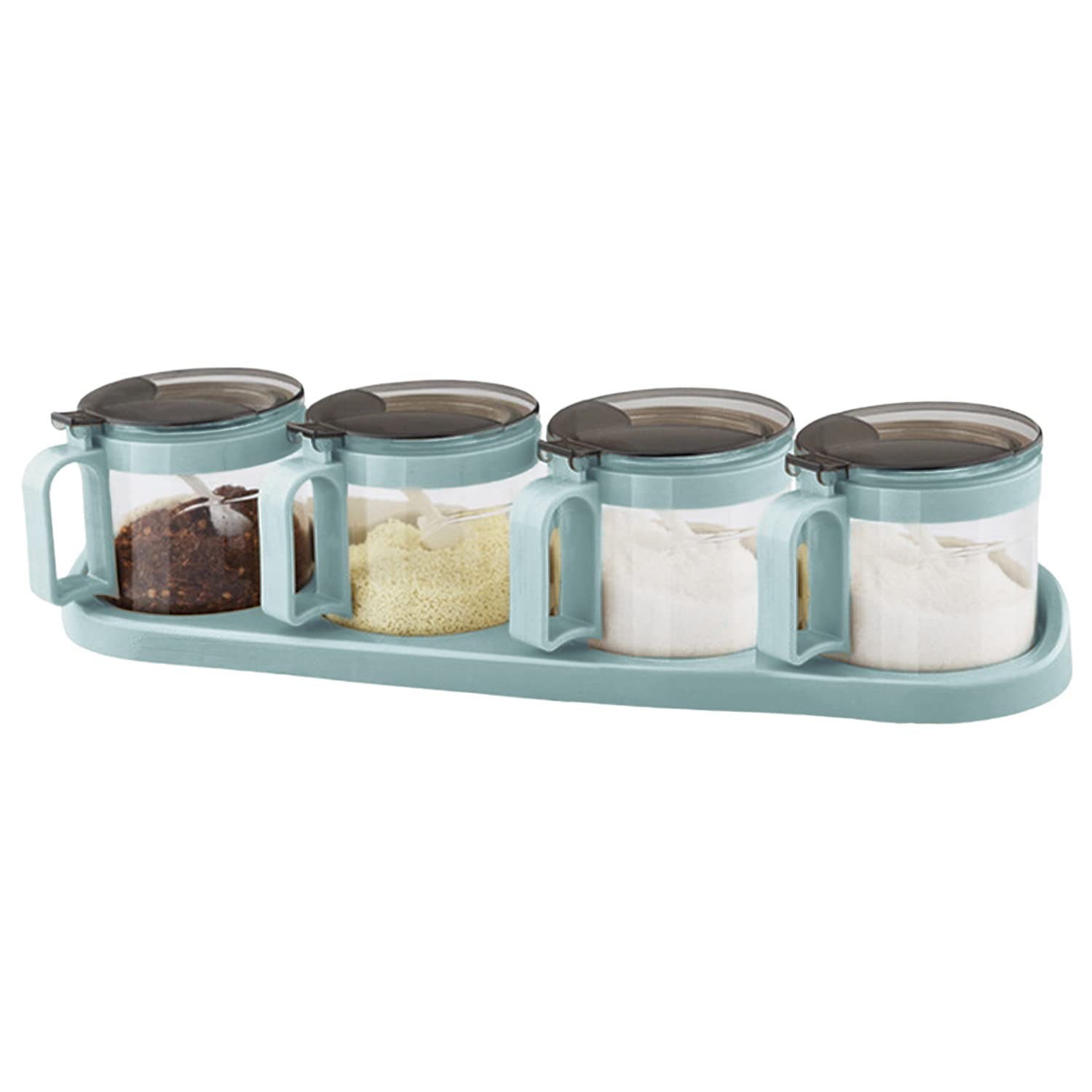Premium Glass Spice Jar Set with Serving Spoons - 6-Piece Gourmet Seasoning Box & Condiment Cruet Bottles for Kitchen Organization | Perfect for Home Cooking, Meal Prep & Gift Giving