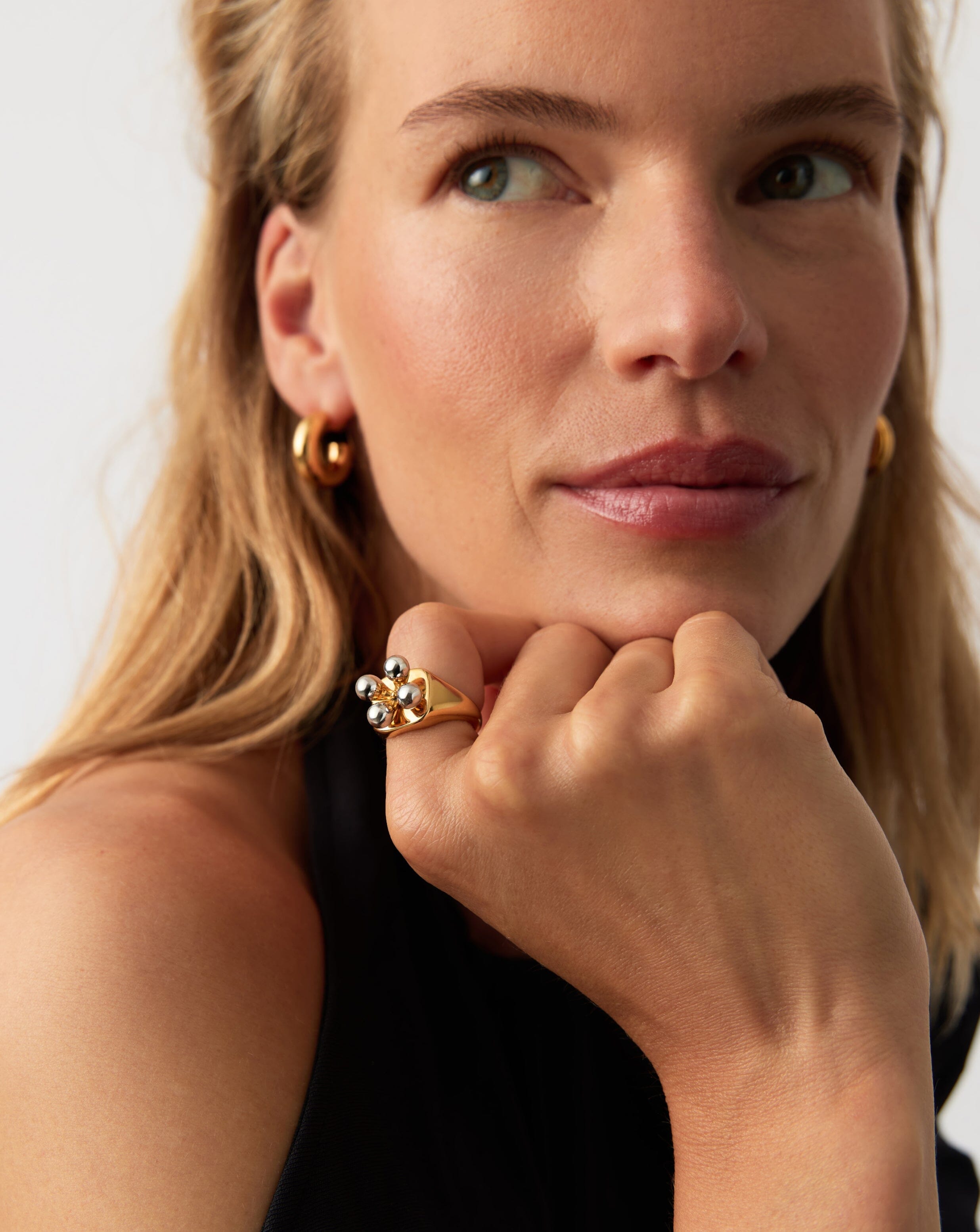 Kinetic Atom Spinning Signet Ring for Men & Women - Unique Mixed Metal Jewelry with Rotating Design - Perfect for Gifts, Weddings & Everyday Wear