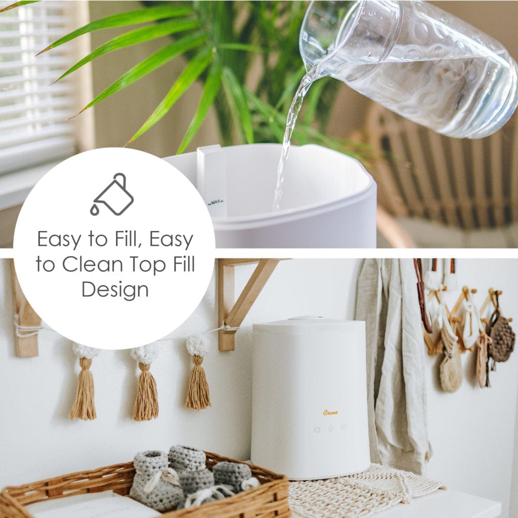 Top Fill Cool Mist Humidifier for Bedroom & Nursery - Quiet Ultrasonic Air Humidifier with Essential Oil Diffuser - Perfect for Dry Air Relief, Allergies & Better Sleep