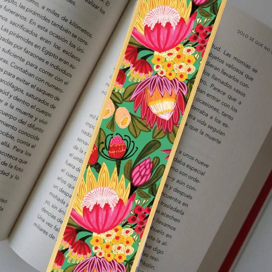 Festive Proteas Australian Wooden Bookmark - Handmade Floral Bookmark for Readers & Book Lovers - Perfect Gift for Bookworms, Birthday, Christmas & Reading Accessories