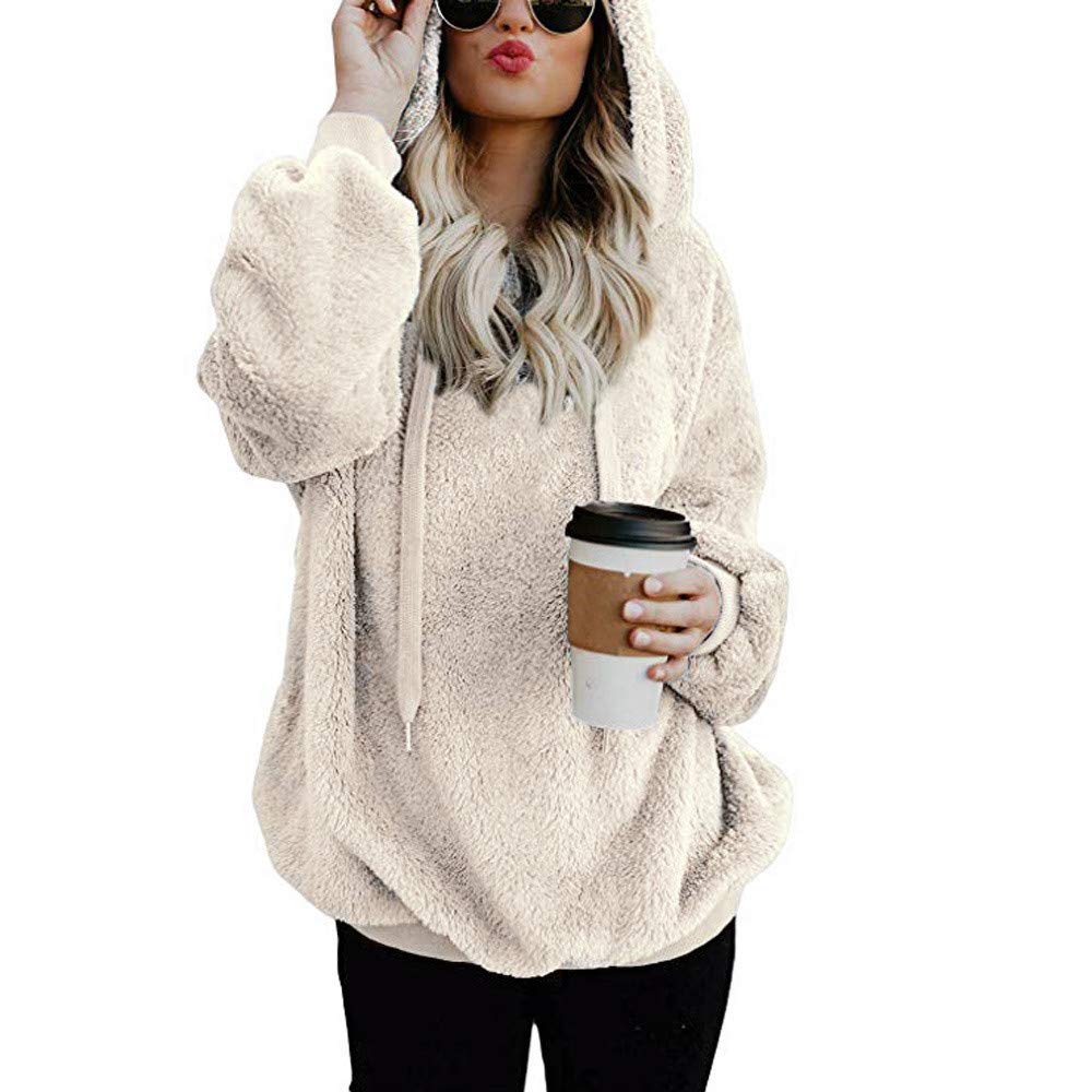 Women's Warm Hooded Zipper Sweatshirt - Solid Pullover Hoodie with Pockets, Casual Winter Autumn Top Blouse for Outdoor Activities and Cozy Evenings