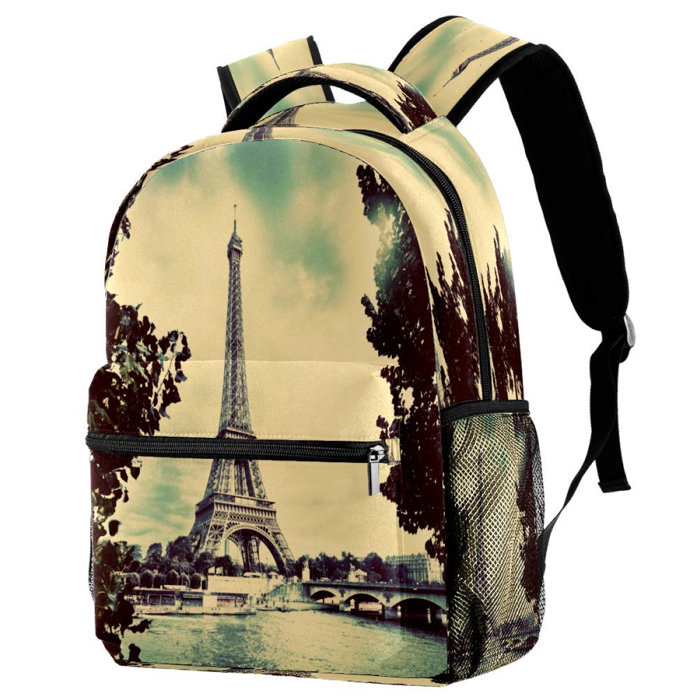Eiffel Tower Themed Backpack - Paris France Seine River Inspired School Book Bag, Casual Daypack for Travel & College | Perfect for Students, Tourists & Daily Commute