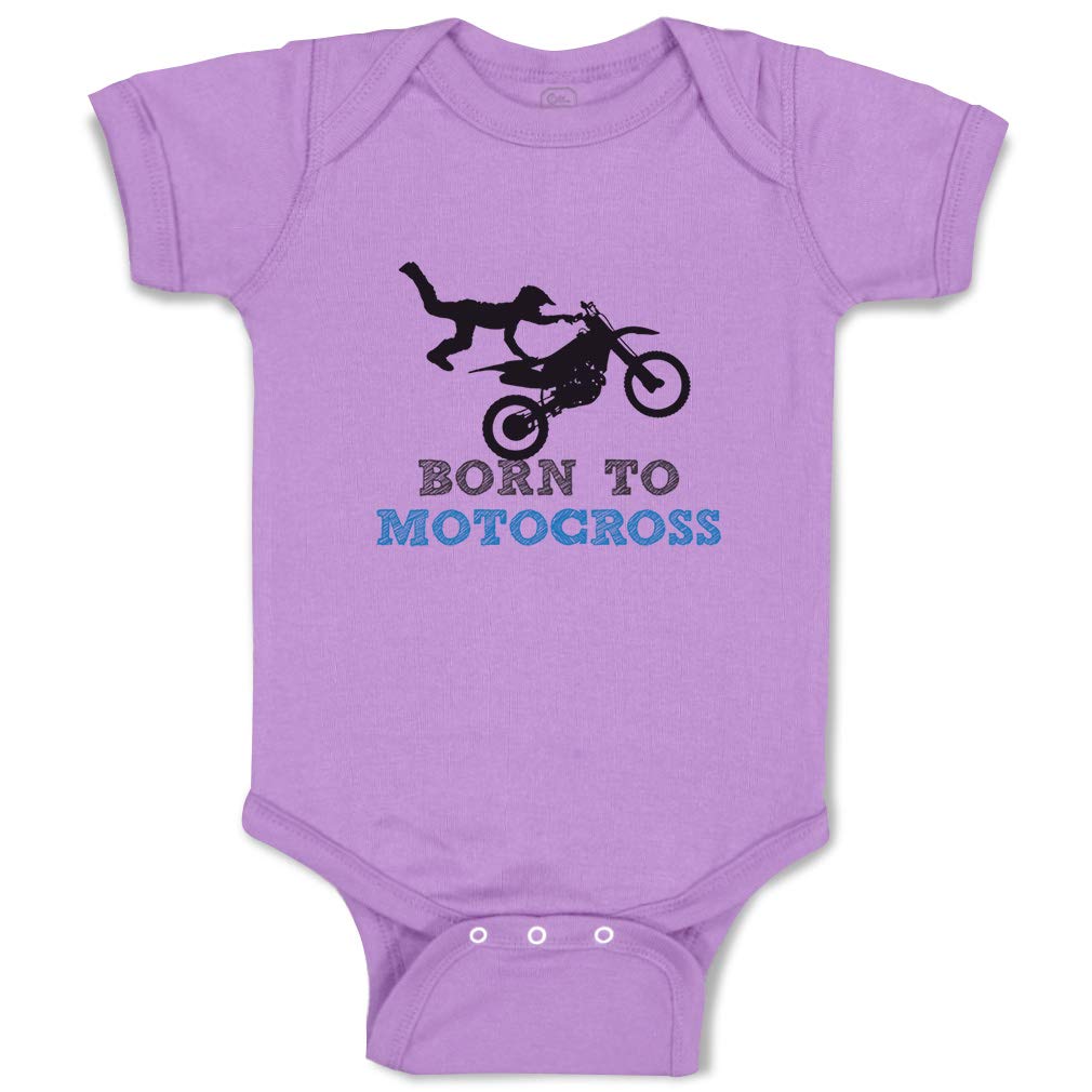 Custom Born to Motocross Baby Bodysuit - Funny Cotton Onesie for Boys & Girls (6 Months, Lavender) | Perfect for Motorcycle-Themed Photoshoots & Playdates