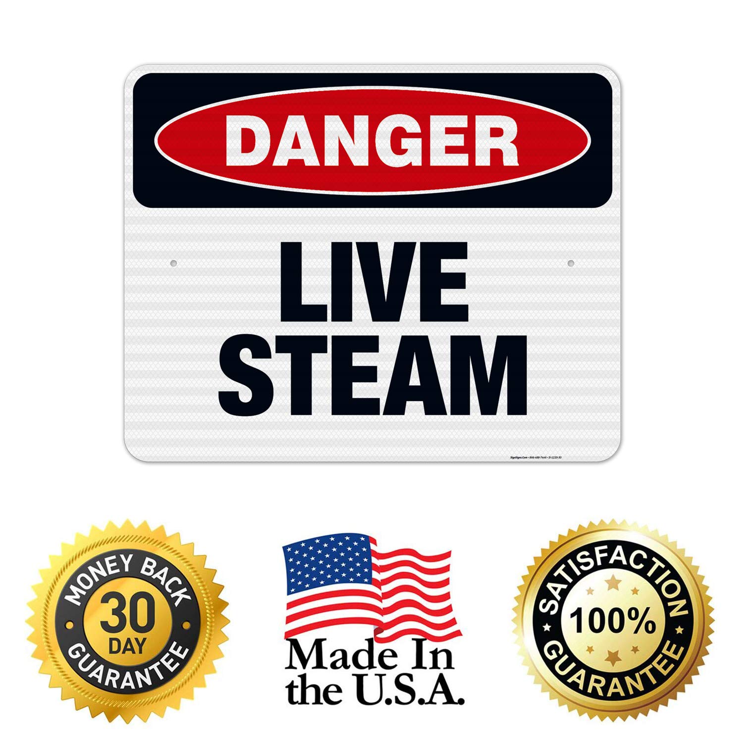 Danger Live Steam Sign - OSHA Compliant 24x30 Inch Reflective Aluminum Safety Sign | 3M EGP .080 Thick, Fade Resistant for Indoor/Outdoor Use | Made in USA | Perfect for Industrial Facilities, Construction Sites & Hazardous Areas