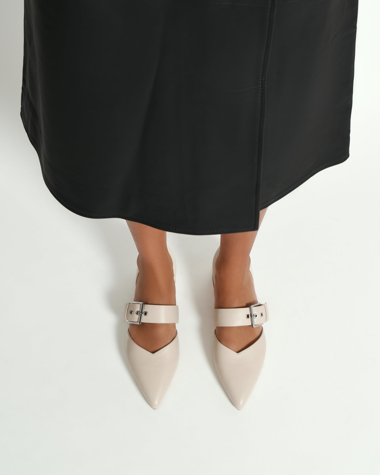 NEELA Women's Leather Dress Flats in Off White - Comfortable & Stylish Shoes for Work, Office, and Casual Wear