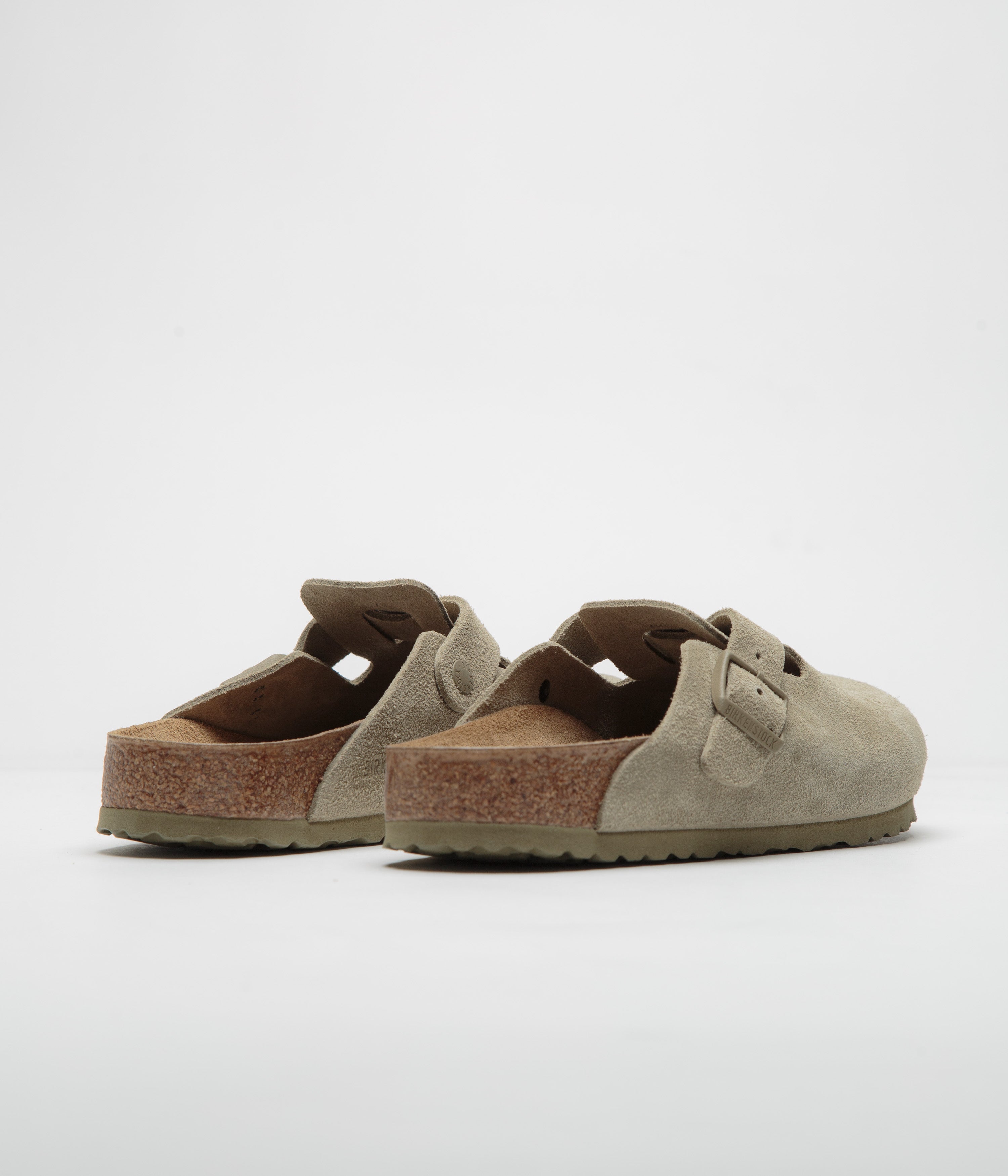 Birkenstock Boston Narrow Sandals for Women & Men - Comfortable Clogs with Soft Footbed - Faded Khaki Suede - Perfect for Home, Office & Casual Wear