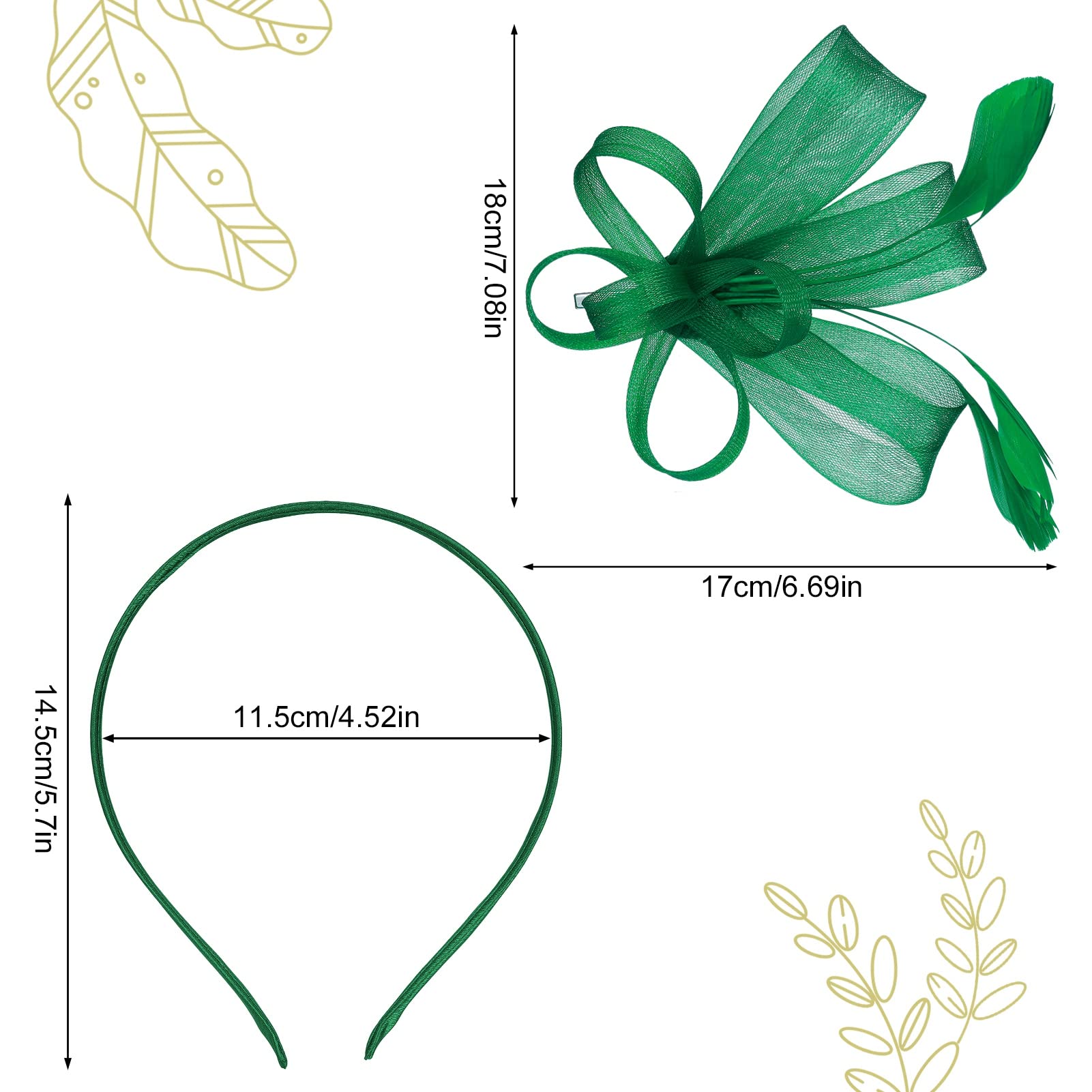 Elegant Dacitiery Women's Feather Alice Band Fascinator Hair Clip - Mesh Flower & Feather Headband for Weddings, Tea Parties, Races, Ascot & Cocktail Events (Green) | Perfect for Bridal, Prom & Formal Occasions