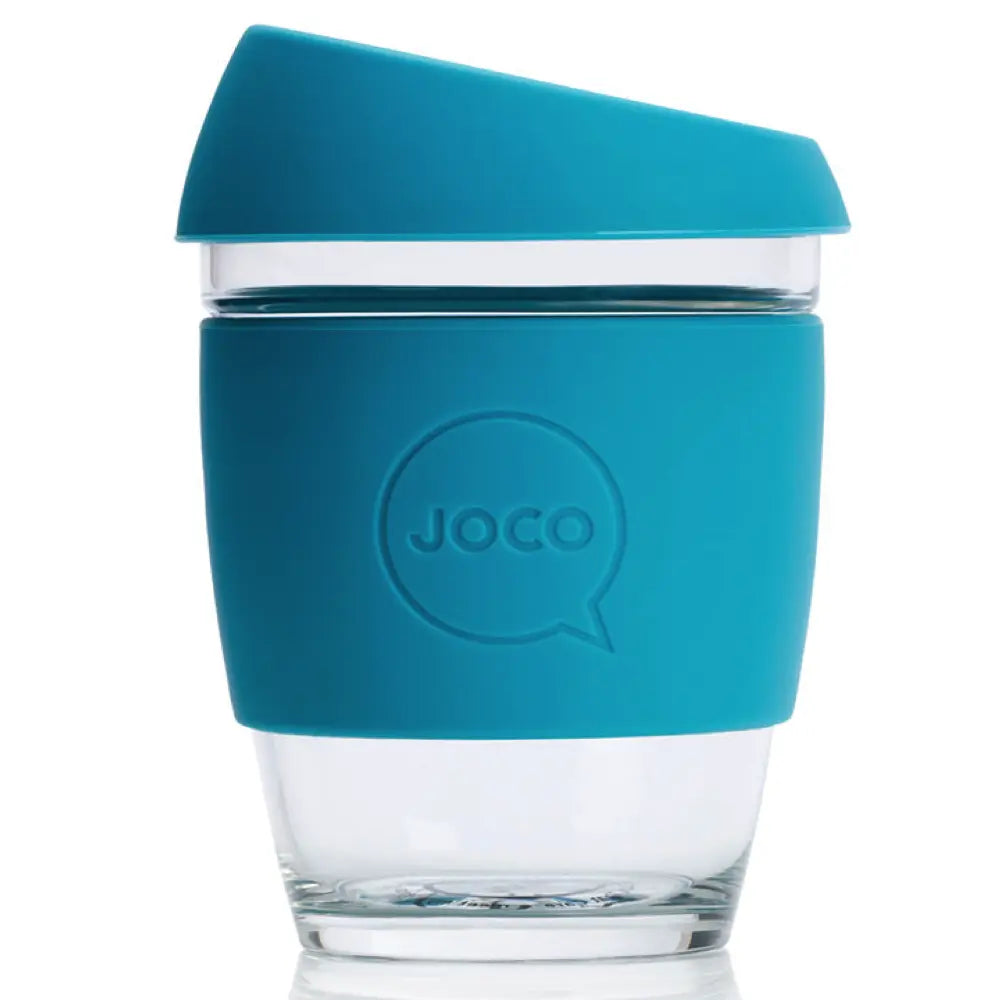 Joco 12oz Reusable Glass Cup - BPA-Free, Dishwasher Safe, Eco-Friendly Drinking Glass for Coffee, Tea, Water - Perfect for Home, Office & Outdoor Use (Blue)