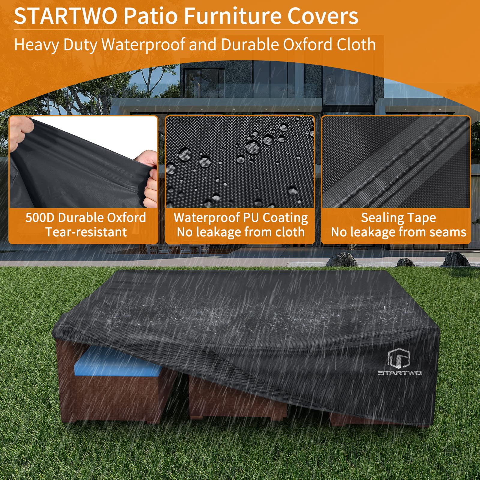 STARTWO Heavy Duty Waterproof Patio Furniture Cover for 7-12 Seats Outdoor Sectional Sofa Set - 98