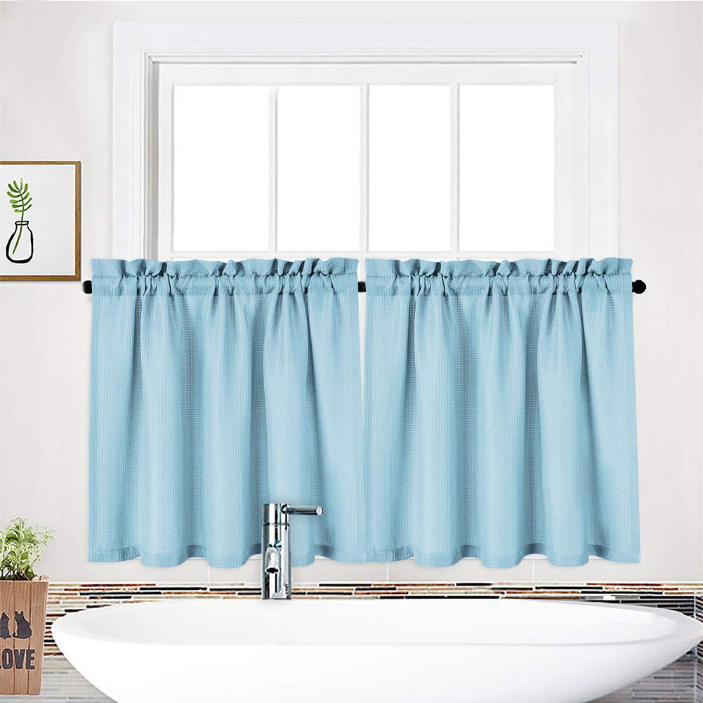 Waterproof Waffle Woven Half Window Curtains Set of 2 - 30