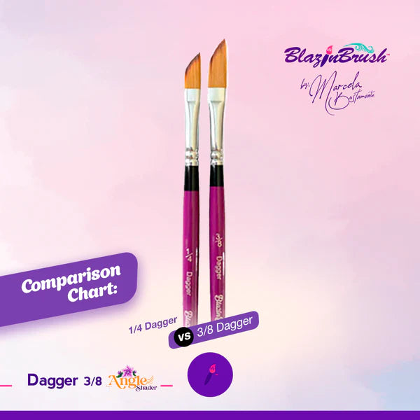 Blazin Brush DAGGER 3/8 Angled Shader Brush - Professional Makeup Brush for Eyeshadow, Blending & Contouring - Perfect for Detailed Makeup Application & Smokey Eye Looks