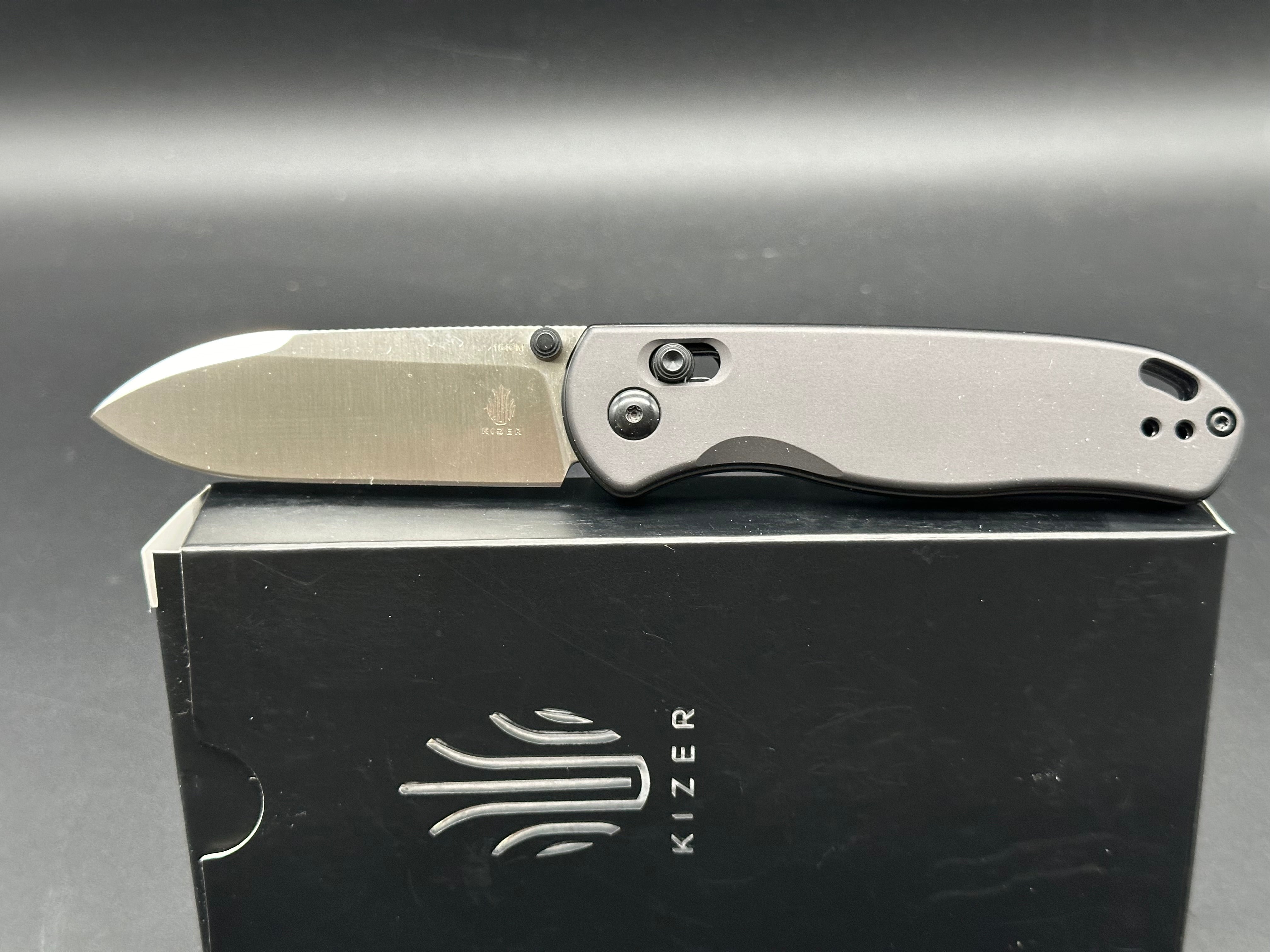 Kizer Drop Bear Clutch Lock Folding Knife - Aluminum Handle, Gunmetal Finish - Perfect for EDC, Outdoor Adventures & Tactical Use