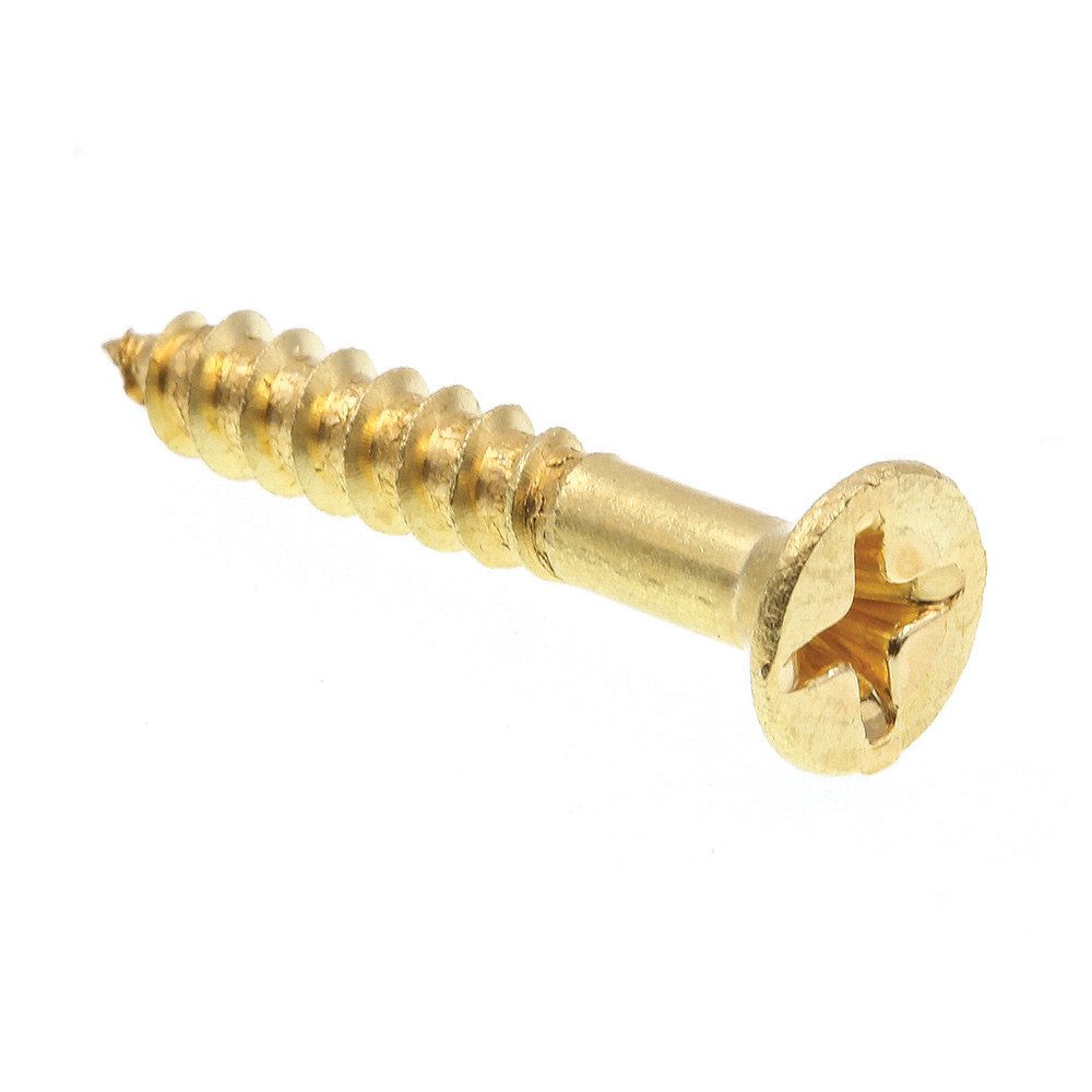 Prime-Line 9035109 #8 x 1 Inch Solid Brass Flat Head Phillips Wood Screws (Pack of 25) - Perfect for Furniture Assembly, Cabinetry, and DIY Woodworking Projects