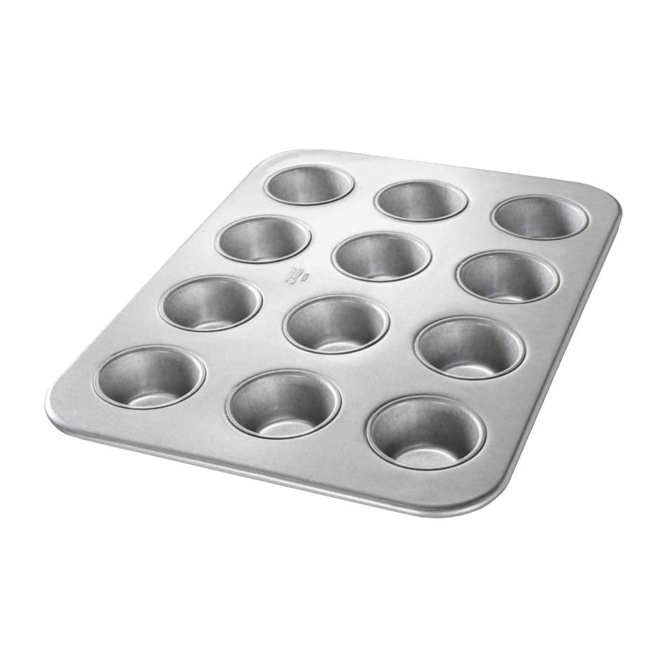 Chicago Metallic 45225 Heavy Duty 3.8 oz Muffin & Cupcake Baking Pans - Half Size (12-Count Sheet) - Perfect for Home Baking, Party Treats & Commercial Kitchens