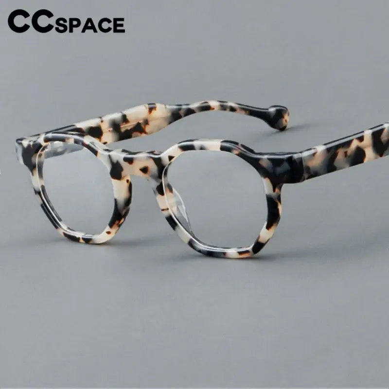 CCspace Unisex Full Rim Flat Top Round Acetate Reading Glasses R57621 - Stylish & Durable Eyewear for Reading, Office & Daily Use