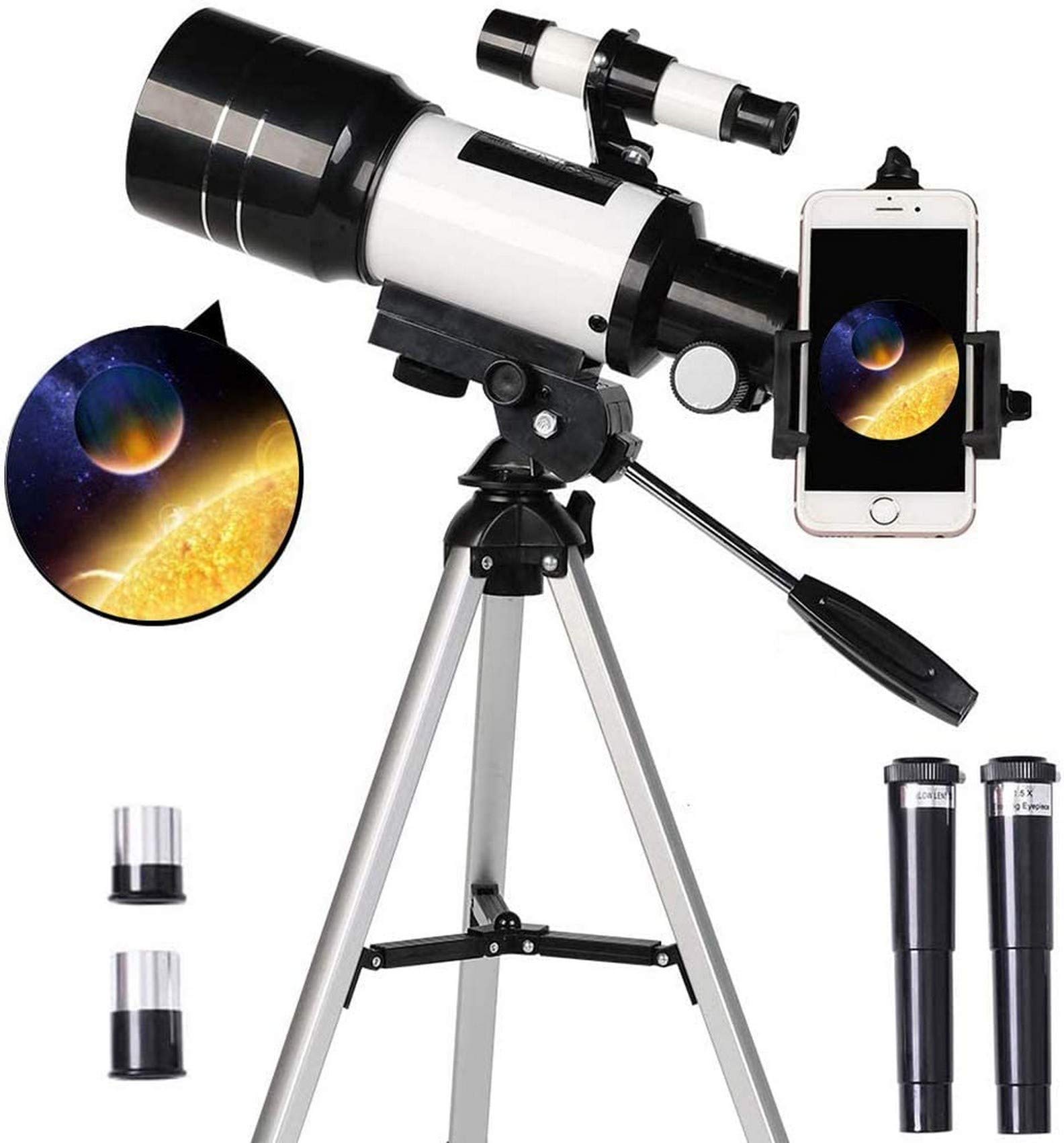 **70mm HD Astronomy Telescope for Kids & Beginners - Portable Telescope with Tripod & Phone Adapter for Stargazing, Moon Watching & Outdoor Exploration**
