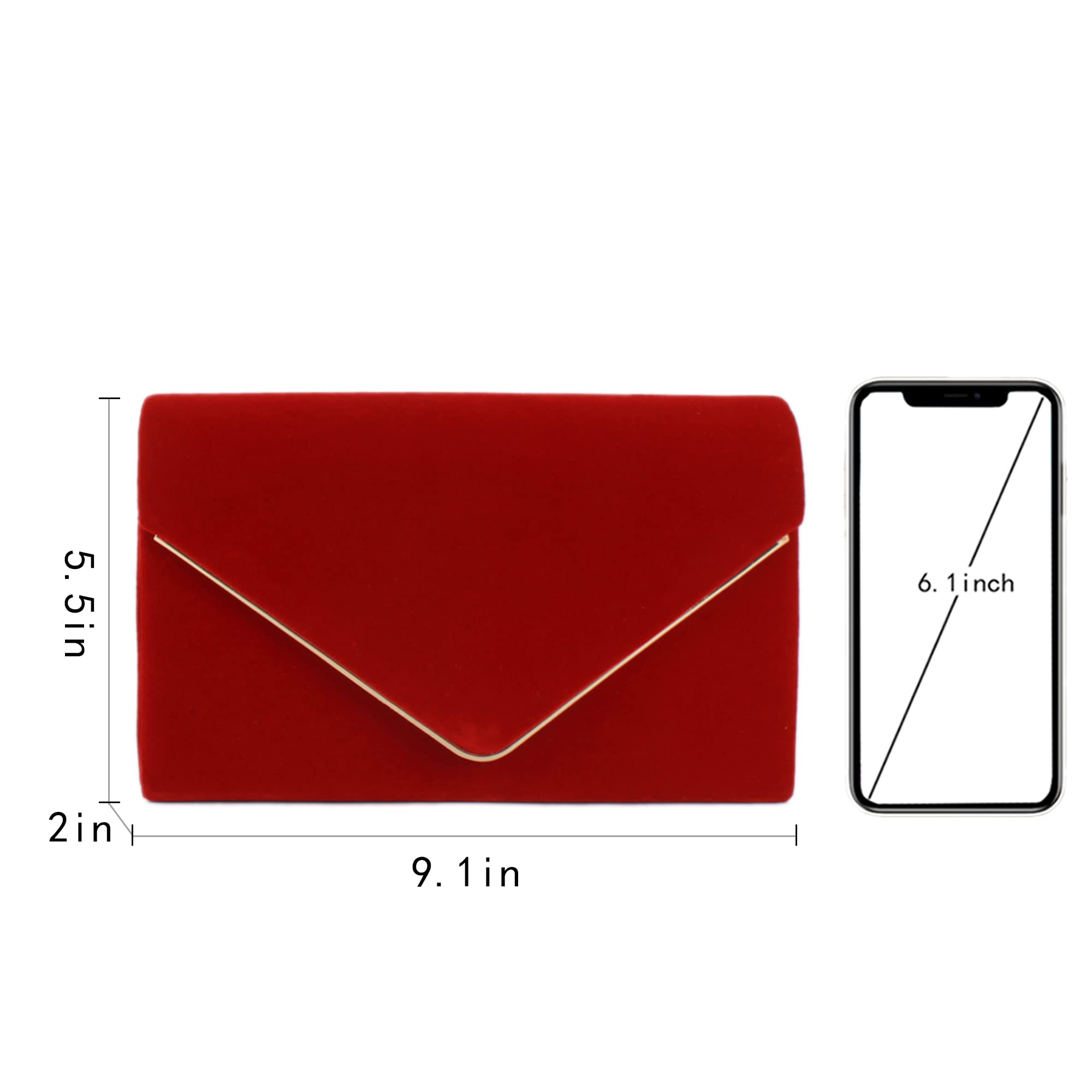 Aisi Women's Velvet Handbag - Elegant Envelope Evening Clutch with Chain Strap, Crossbody Purse for Party, Wedding & Bridal Events | Perfect for Night Out, Date Night & Special Occasions