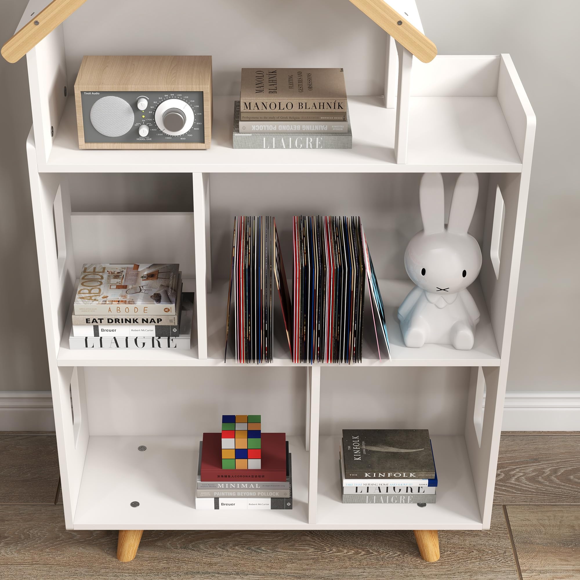 Qaba 3-Tier Kids Toy Storage Organizer & Bookshelf - White | Space-Saving Toy & Book Organizer for Playroom, Bedroom, Nursery | Perfect for Kids Room Organization & Montessori Learning