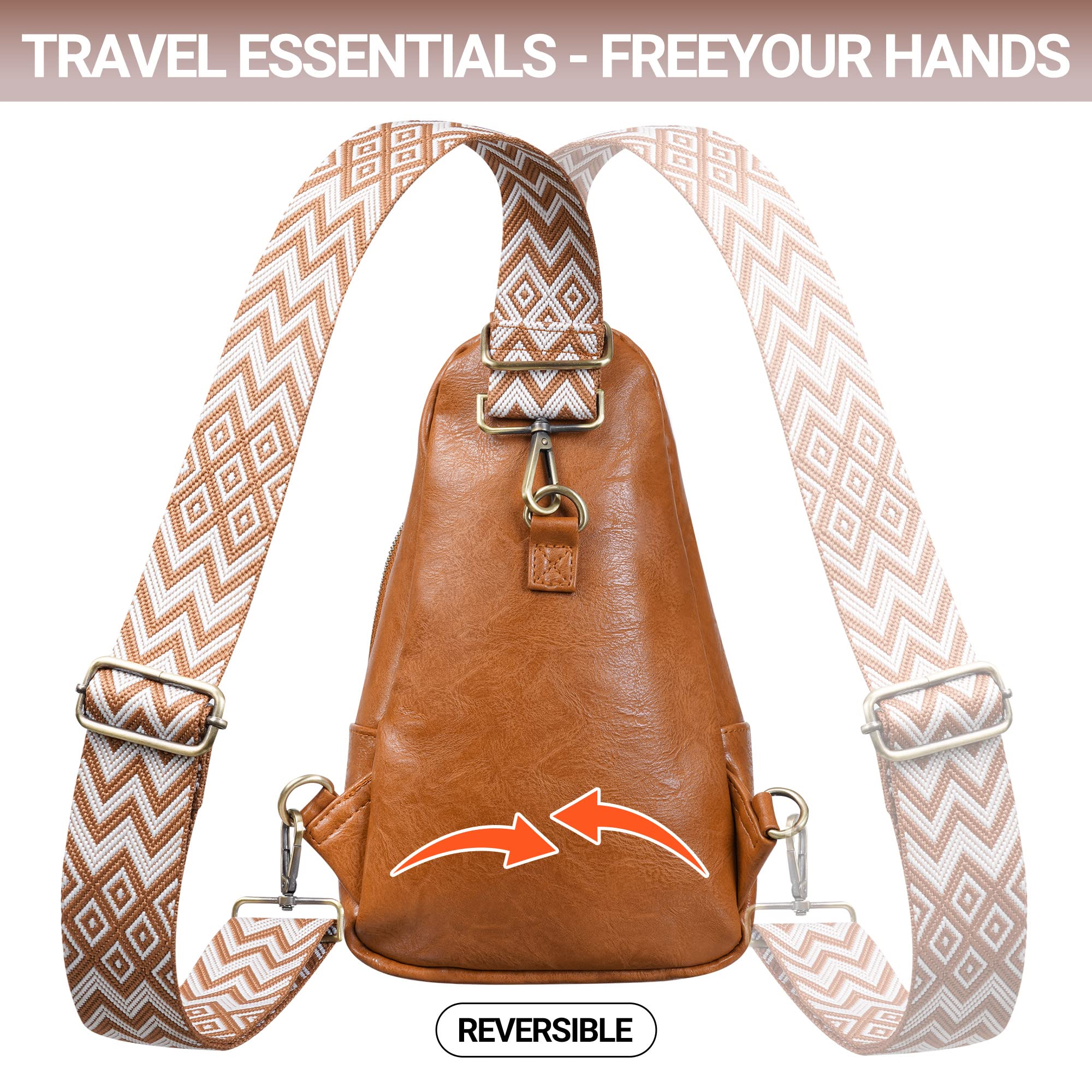 KFXFENQ Women's PU Leather Sling Bag - Fashion Crossbody Backpack & Multipurpose Chest Purse for Daily Use, Travel, Work, and Outdoor Activities