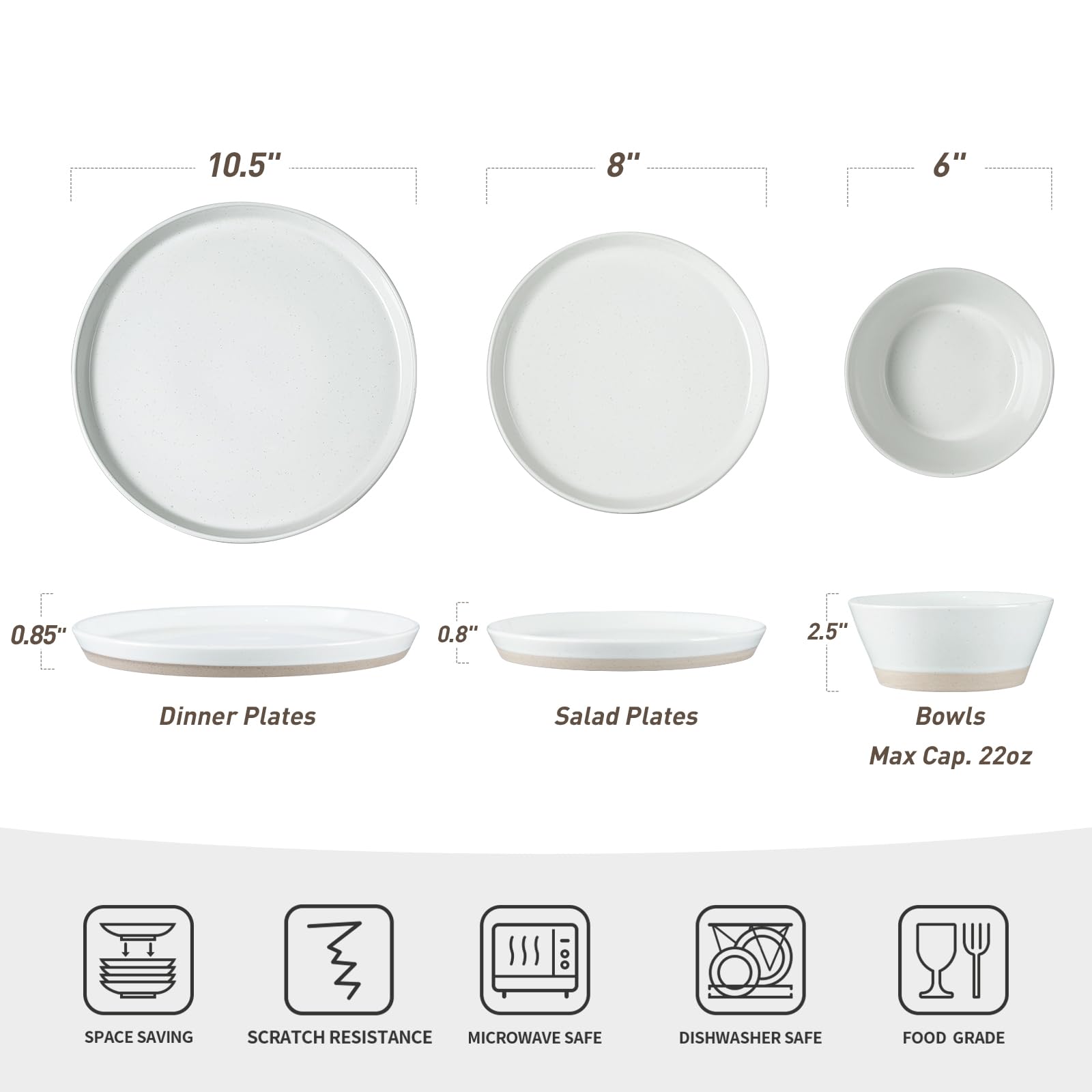 Famiware Saturn 12-Piece Dinnerware Set for 4 - White Plates & Bowls | Durable Porcelain Tableware for Everyday Use, Family Dinners & Entertaining Guests