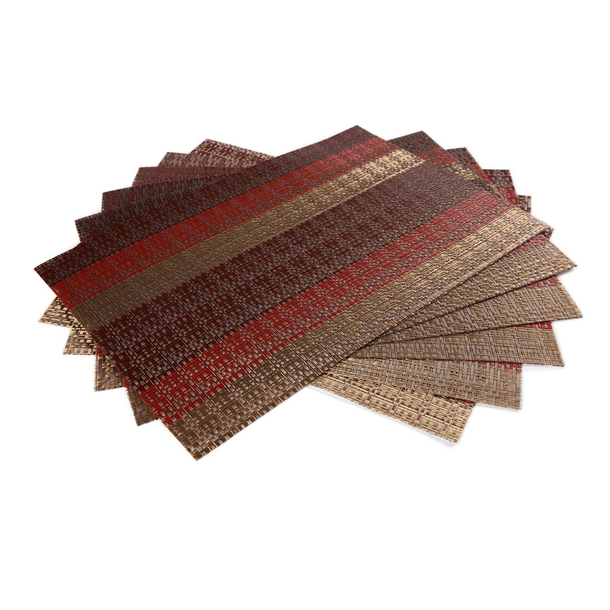SICOHOME 6-Pack Red Vinyl Placemats Set - Waterproof & Non-Slip Dining Table Mats for Home, Kitchen, Office, Outdoor Use - Perfect for Daily Meals, Parties, and Picnics