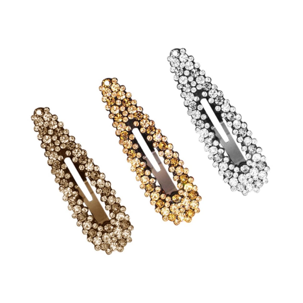FOMIYES 3-Piece Rhinestone Hair Clips for Women & Girls - Elegant Crystal Hair Barrettes with Water Drop Design - Perfect for Weddings, Parties, and Daily Fashion Accessories