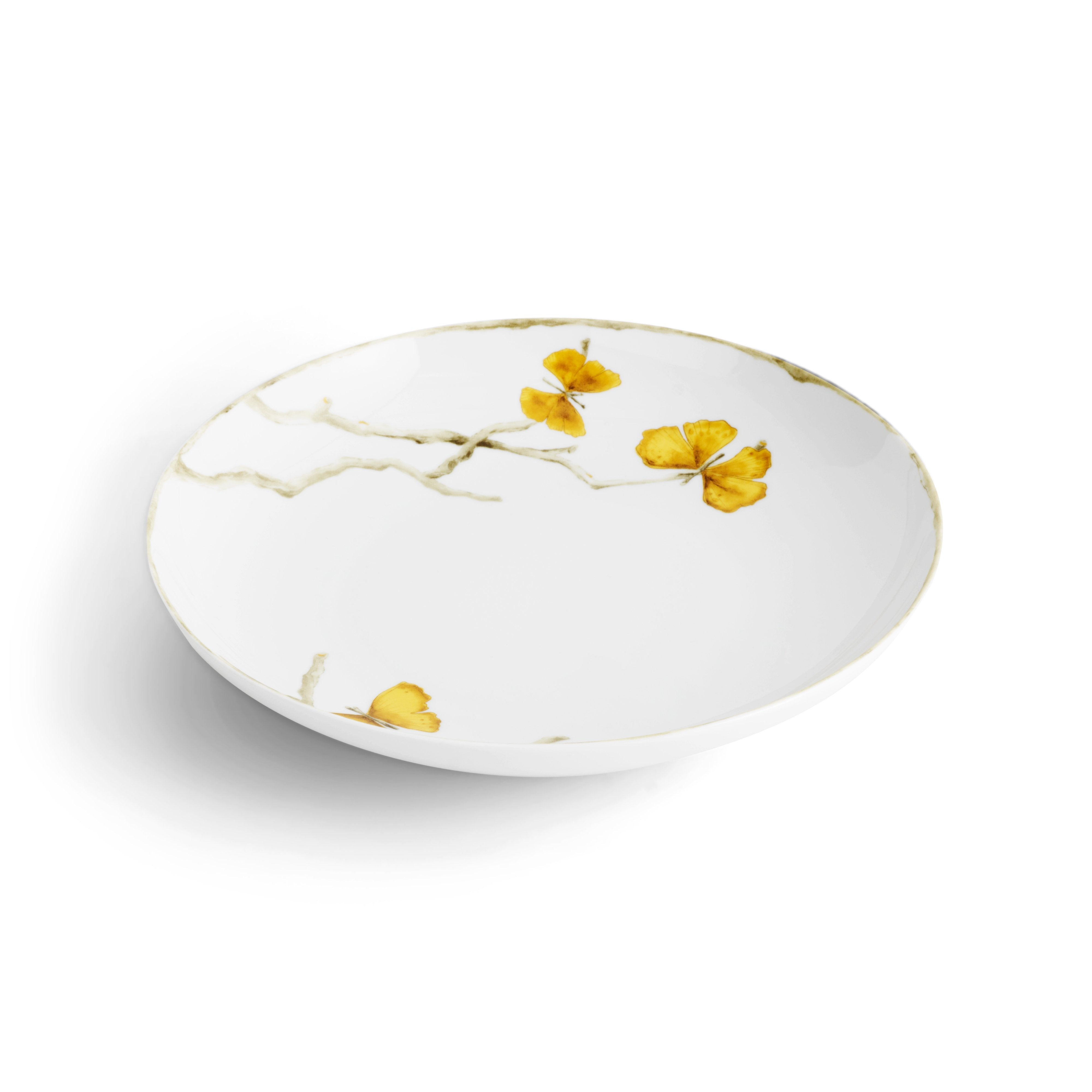 Butterfly Ginkgo Gold Dinnerware Set - Elegant Porcelain Plates, Bowls & Cups for Fine Dining, Wedding, and Special Occasions